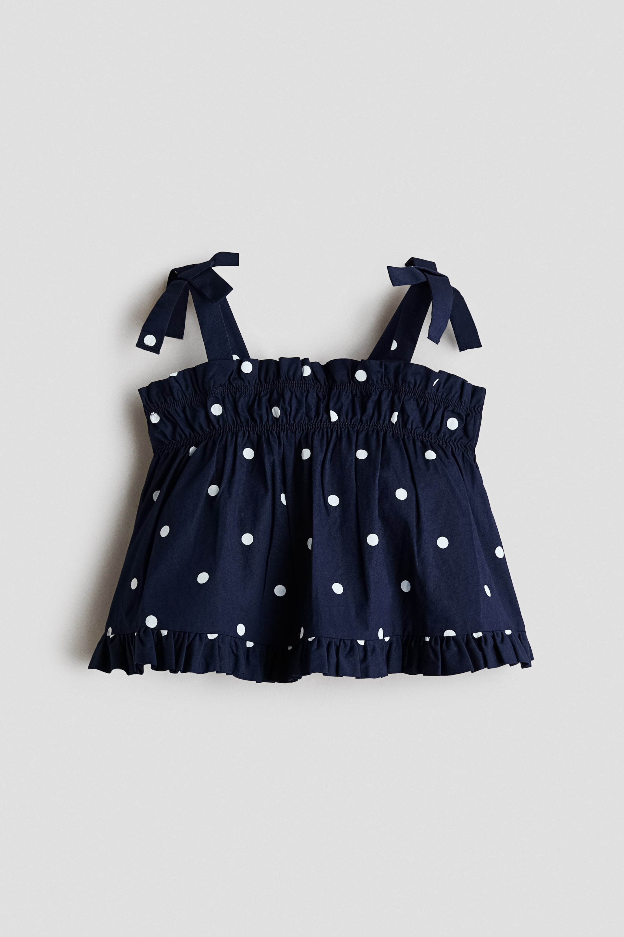 View larger image: Smock-detail cotton top - Dark blue/Polka dot - Kids | H&M 1