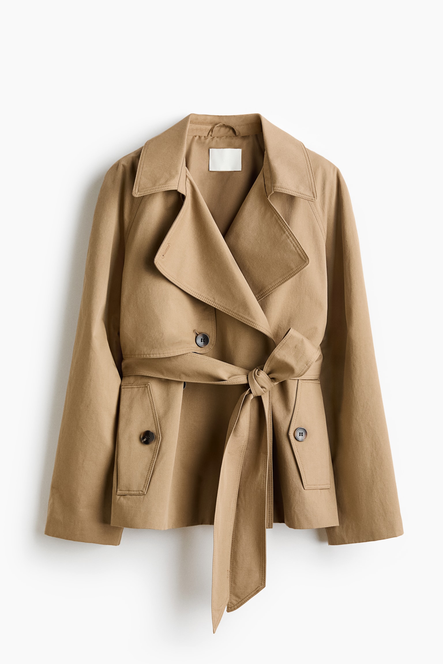 Korte trenchcoat - Beige/Donkerbruin