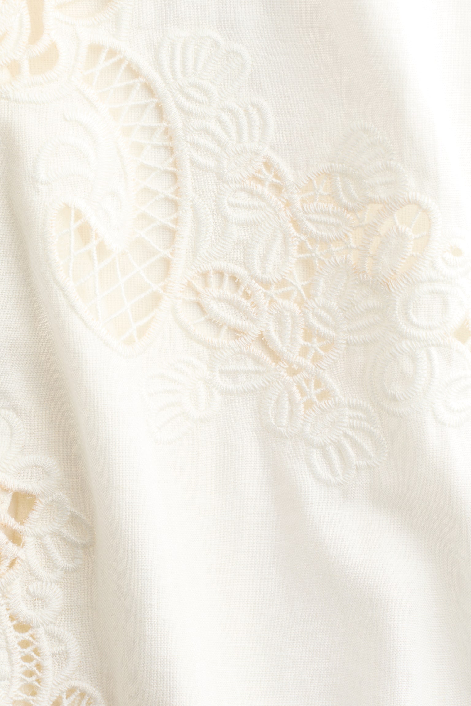Linen-blend broderie anglaise skirt - White - 3