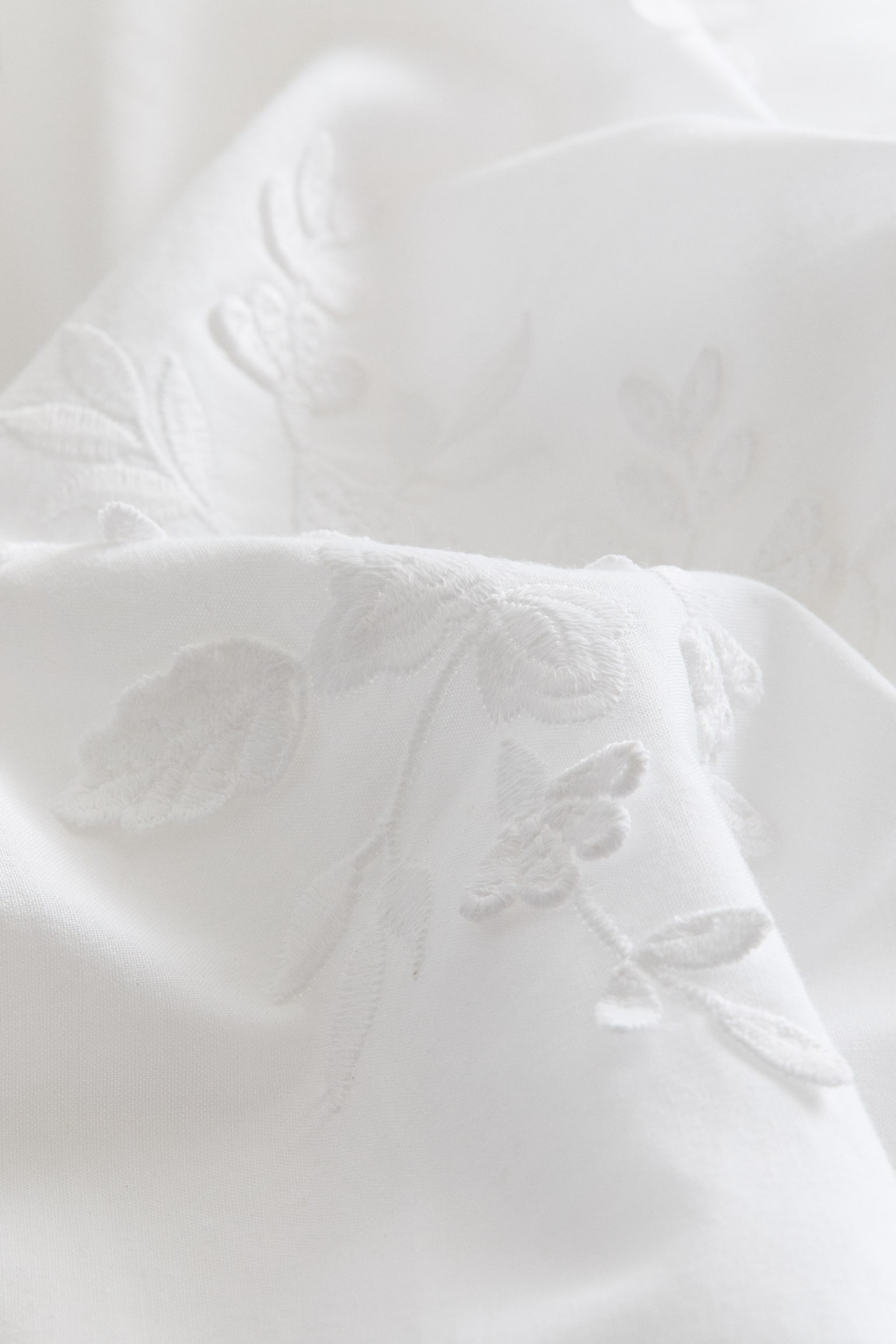 Embroidery-detail cotton pillowcase - White/Floral/라이트 옐로/플로럴 - 2