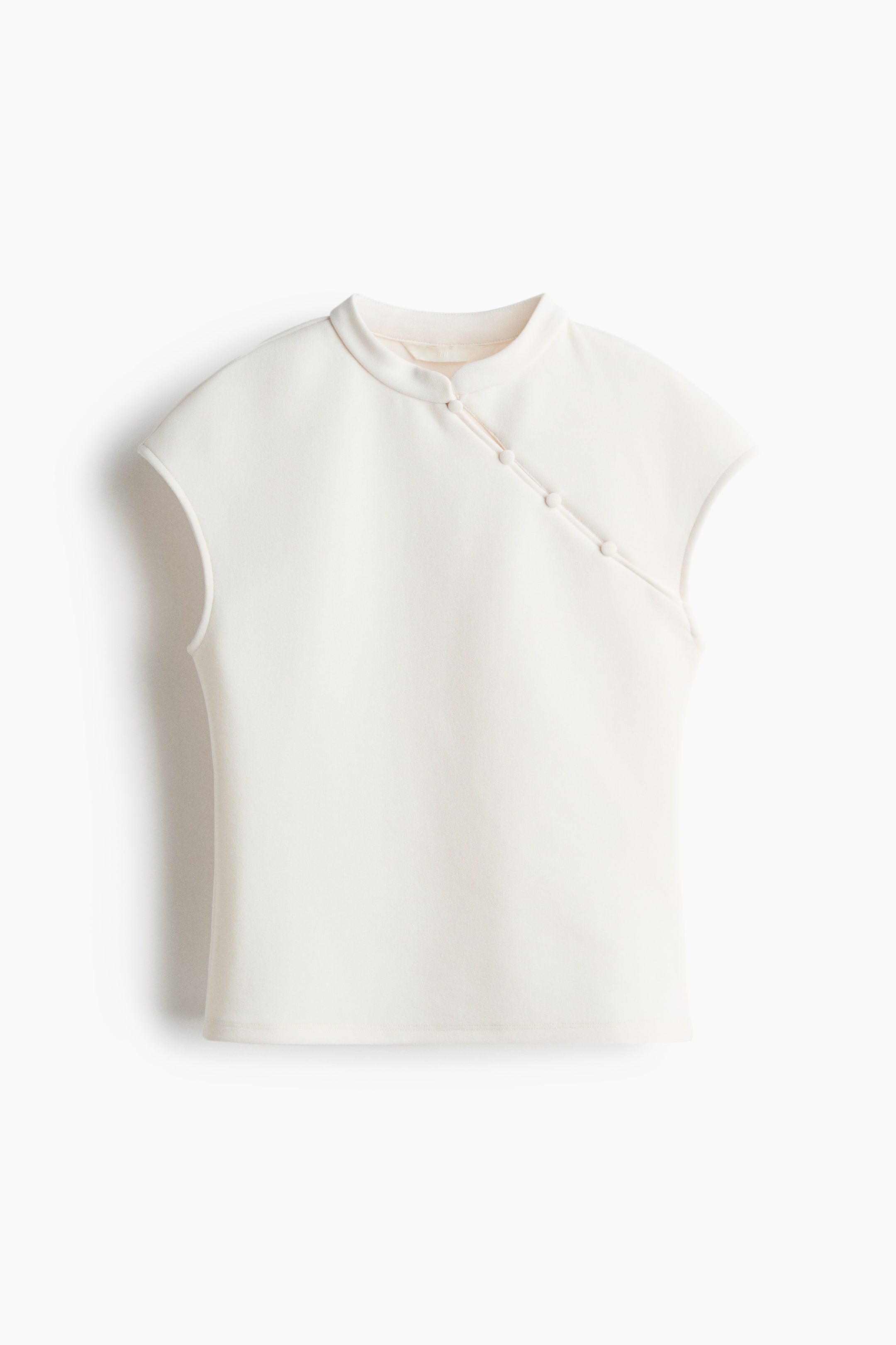 Cap-Sleeved Top with Button Detail