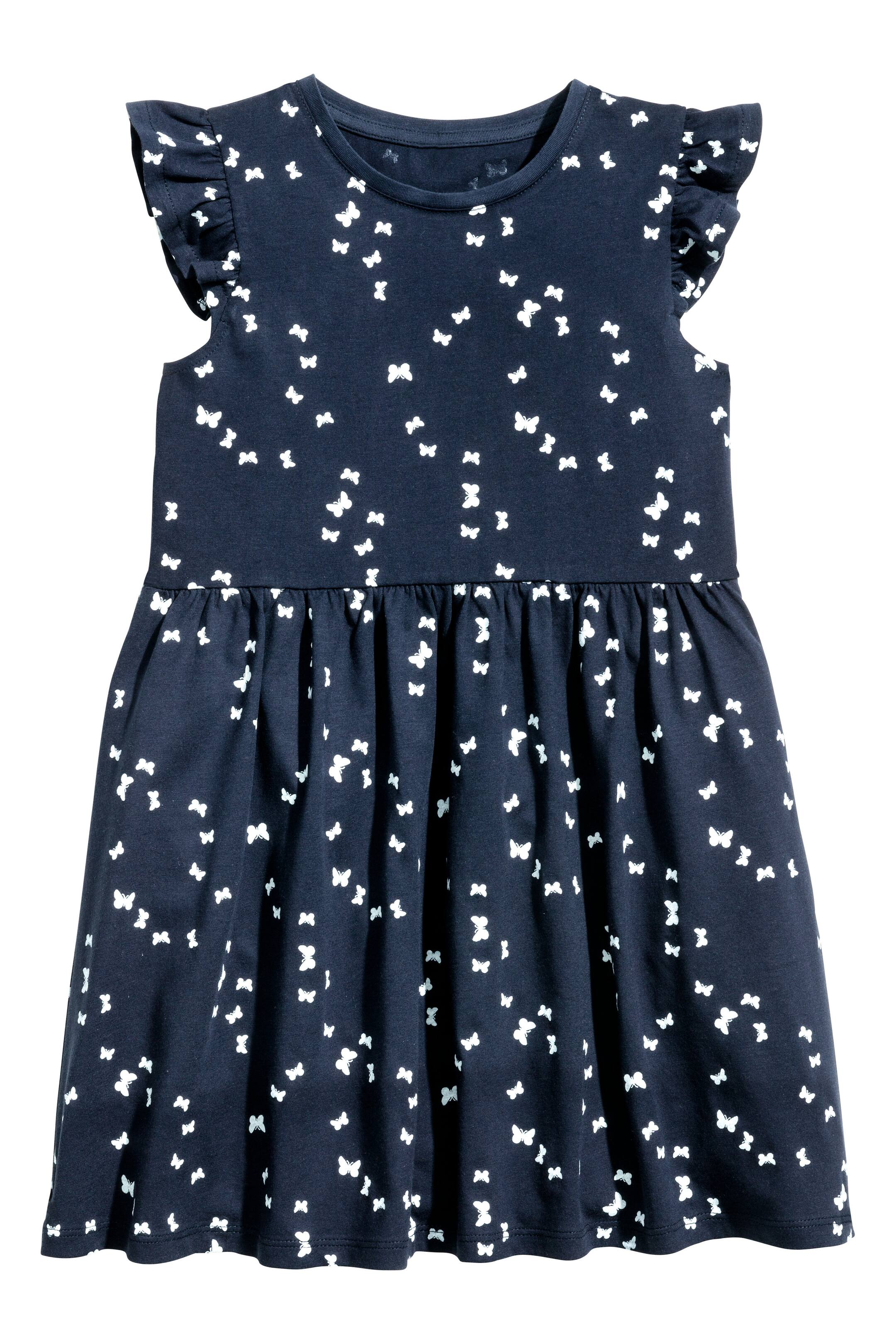 View larger image: Jersey dress - Dark blue/Butterflies - Kids | H&M GB 1
