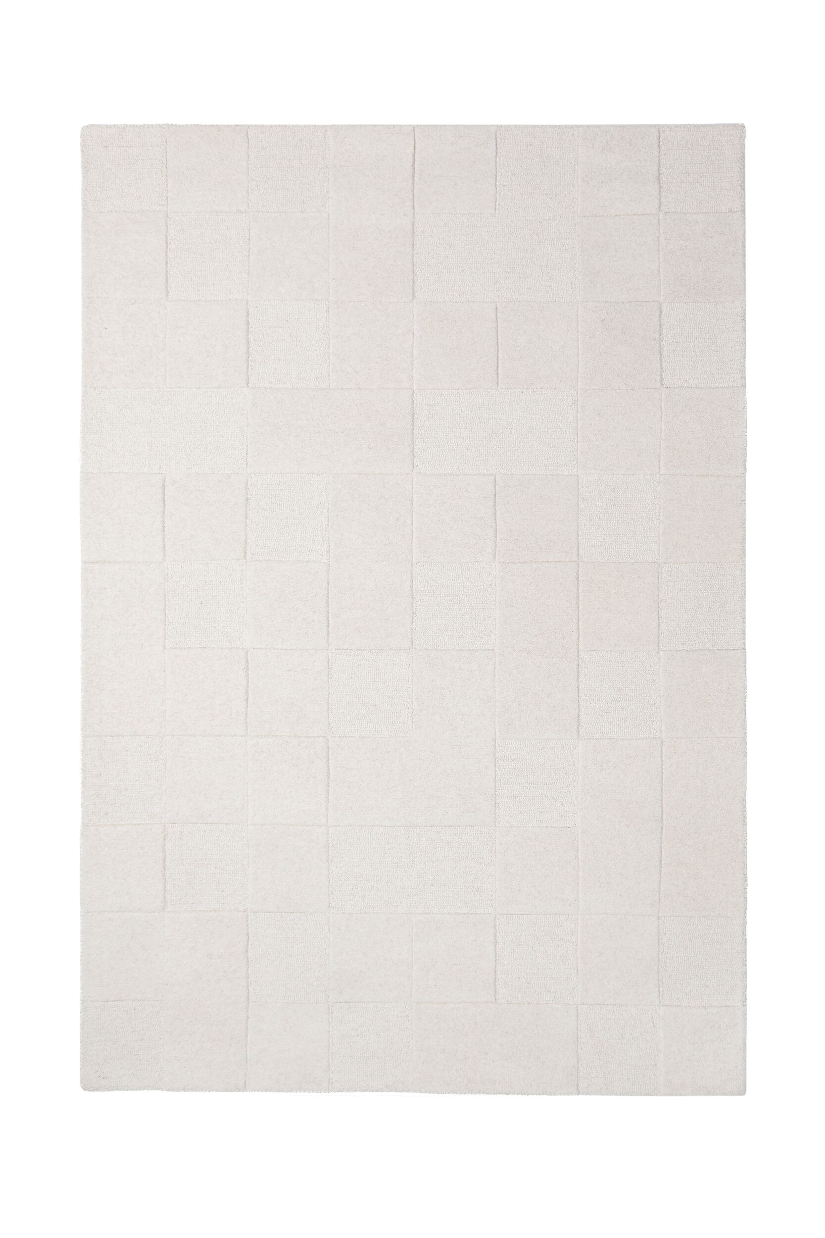 Moderne Checkerboard Uldtæppe-Elfenben