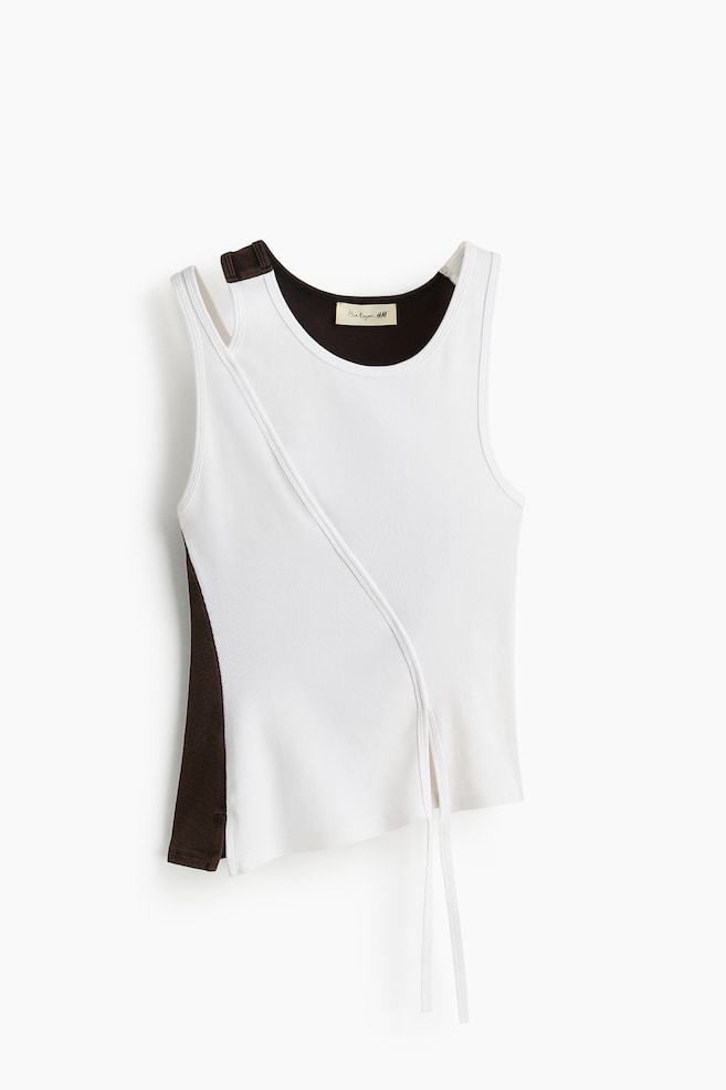 Asymmetric Tank Top - White/burgundy - 1