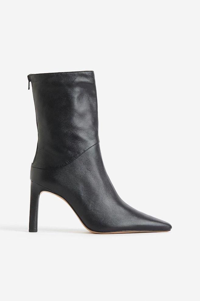 Heeled leather boots - Black - 1