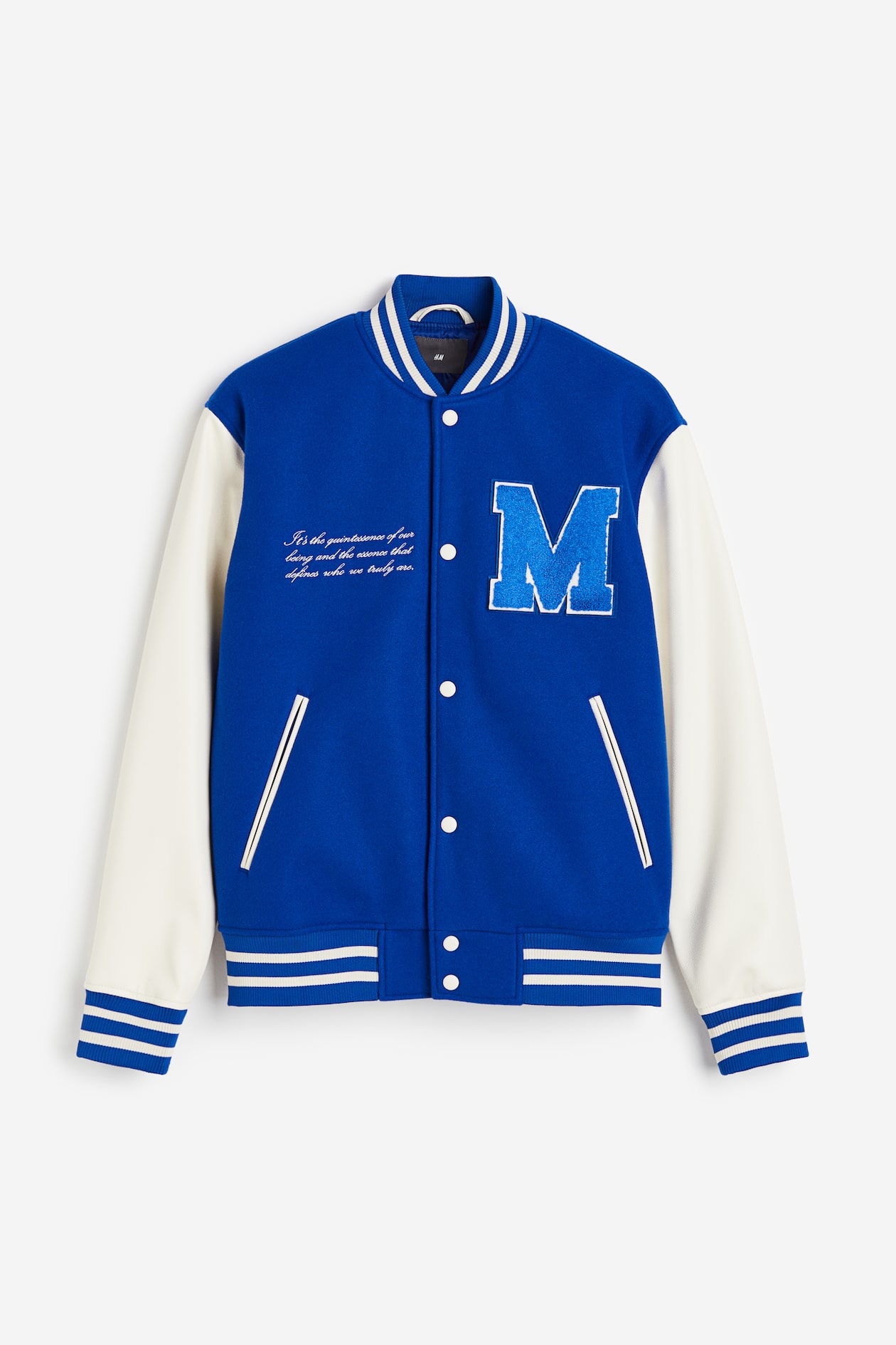 Regular Fit Baseball jacket Bright blue/White Men H&M IN