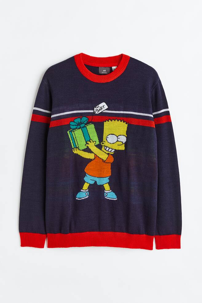 Regular Fit Fine-knit jumper - Dark blue/The Simpsons - 1