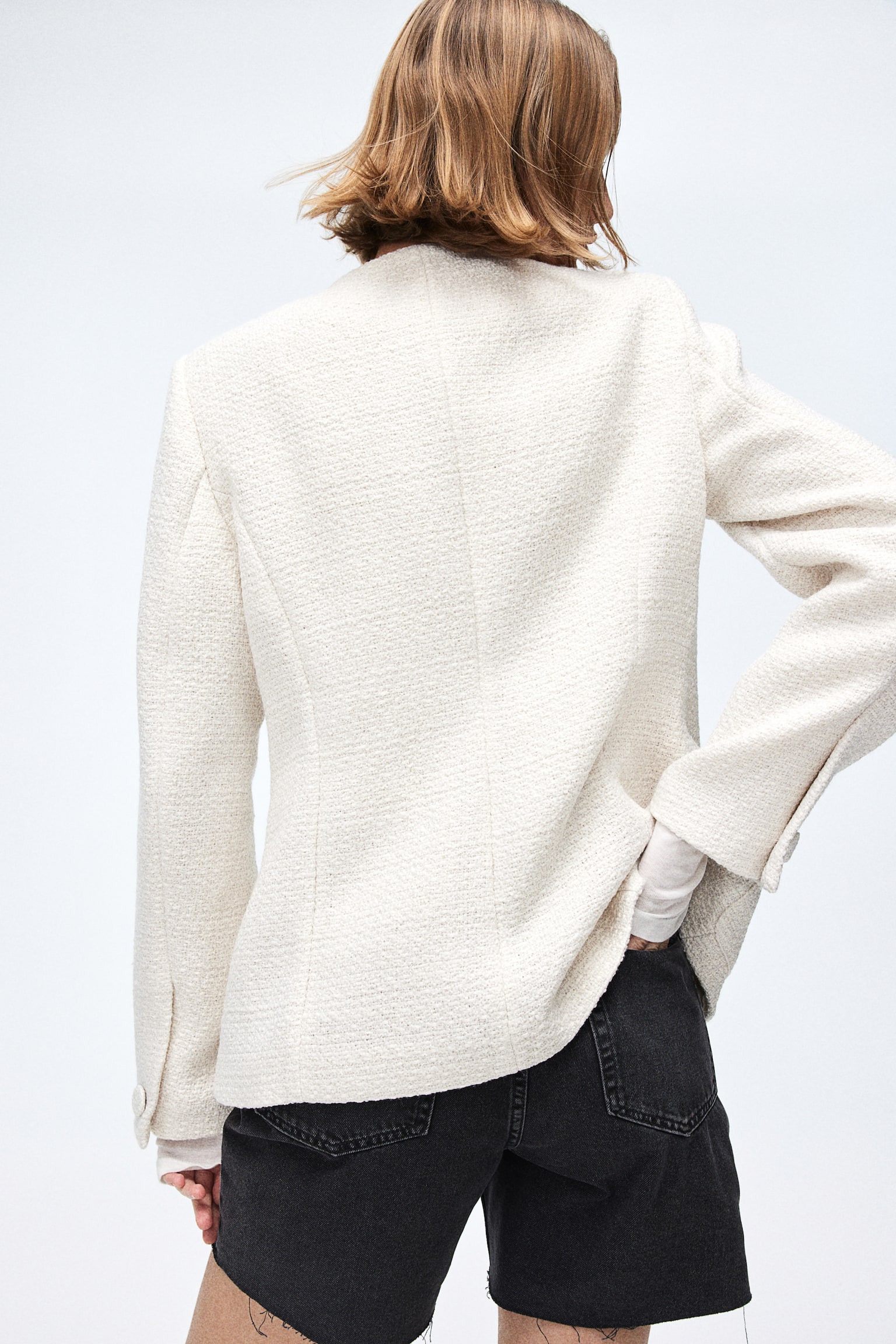 Textured-weave jacket - Cream - 4