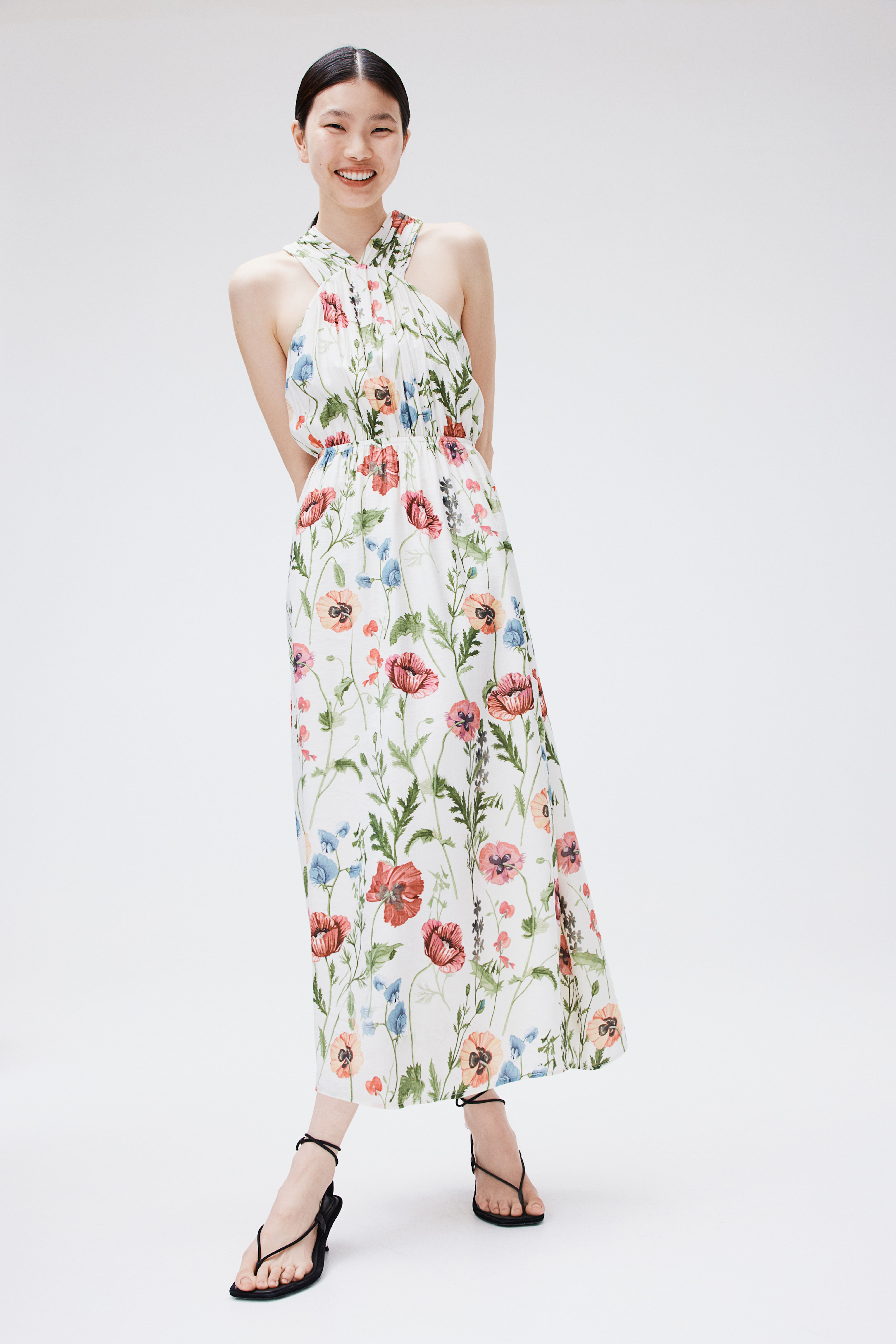 H&m white floral dress best sale