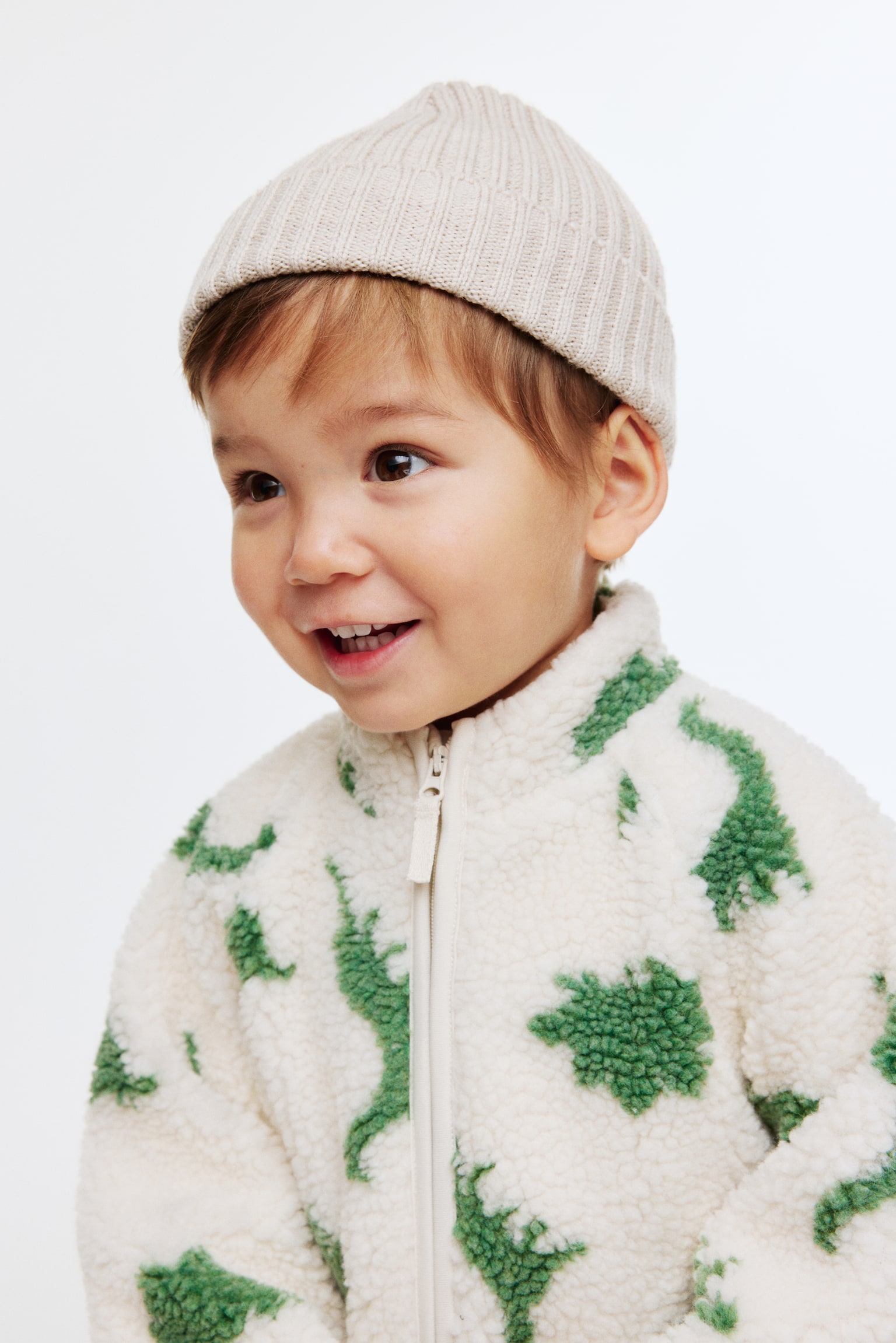 Printed teddy jacket - Light beige/Dinosaurs/Light beige/Cars/Light beige/Hearts/Light beige/Hearts/Light beige/Dinosaurs - 7