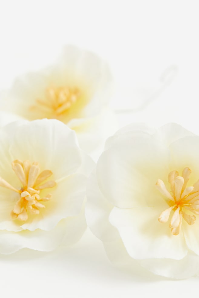 Lot de 3 fleurs décoratives - Blanc/jaune/Rose/rose poudré/Jaune - 2