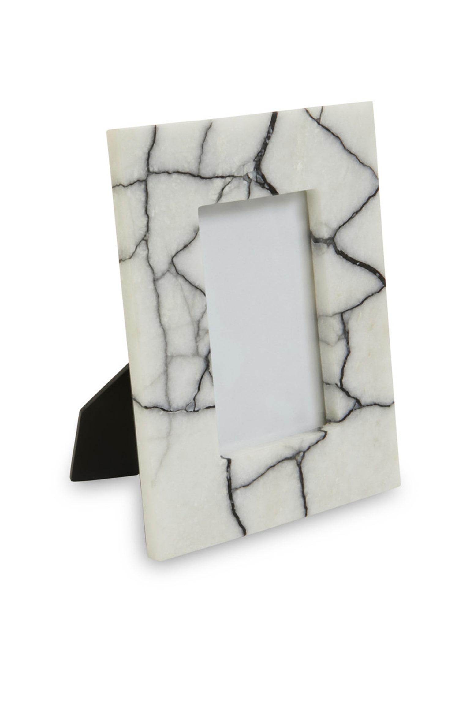 Marmara Small Black And White Marble Photo Frame - White - 1