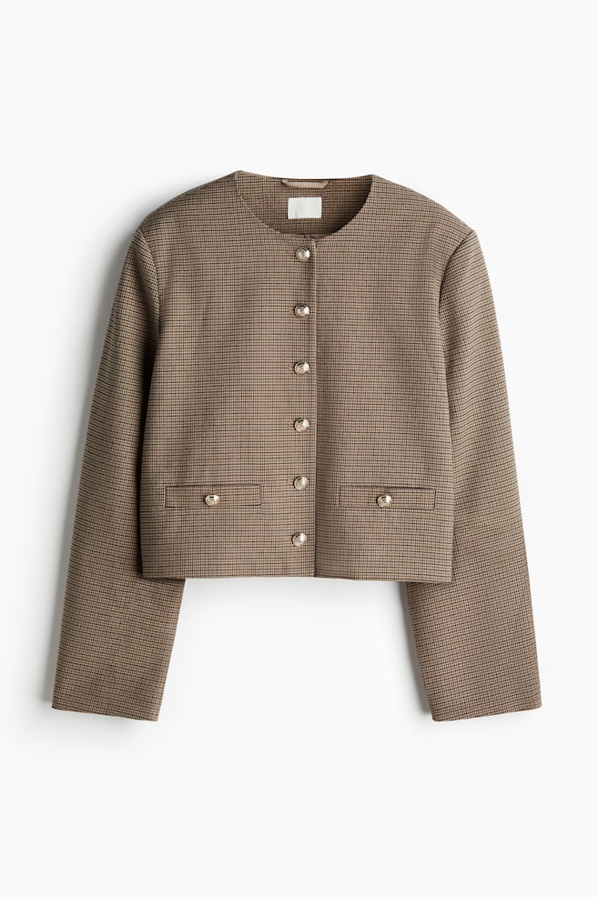 Short jacket - Beige/Dogtooth-patterned/Black/Dark khaki green - 1