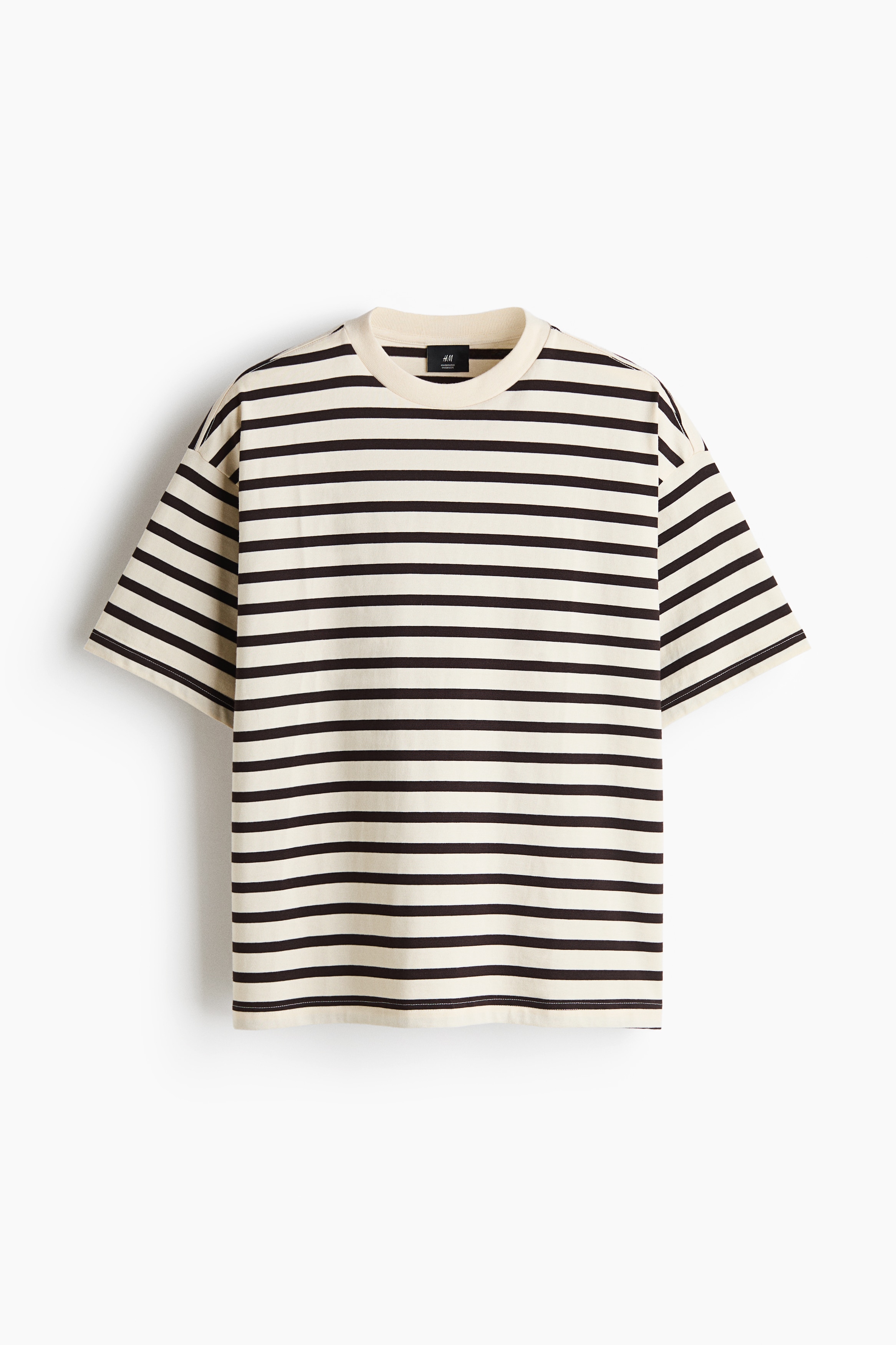Oversized Fit Cotton T-shirt - Roomwit/gestreept/Donker kakigroen/Zwart/Helderblauw/Lichtgrijs gemêleerd/Lichtpaars/Wit/Bruin/Blauw