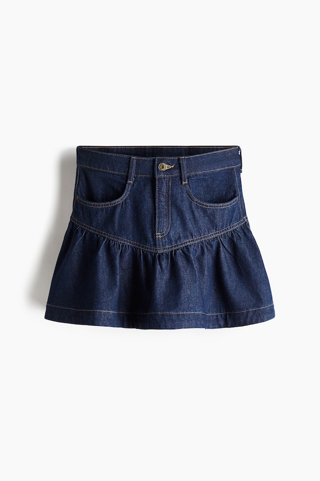 Peplum-hem denim skirt - Dark denim blue - 1