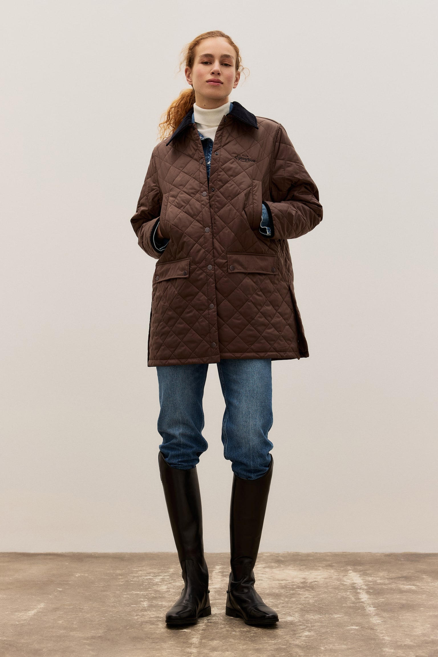 Quilted stable jacket - Brown - 1