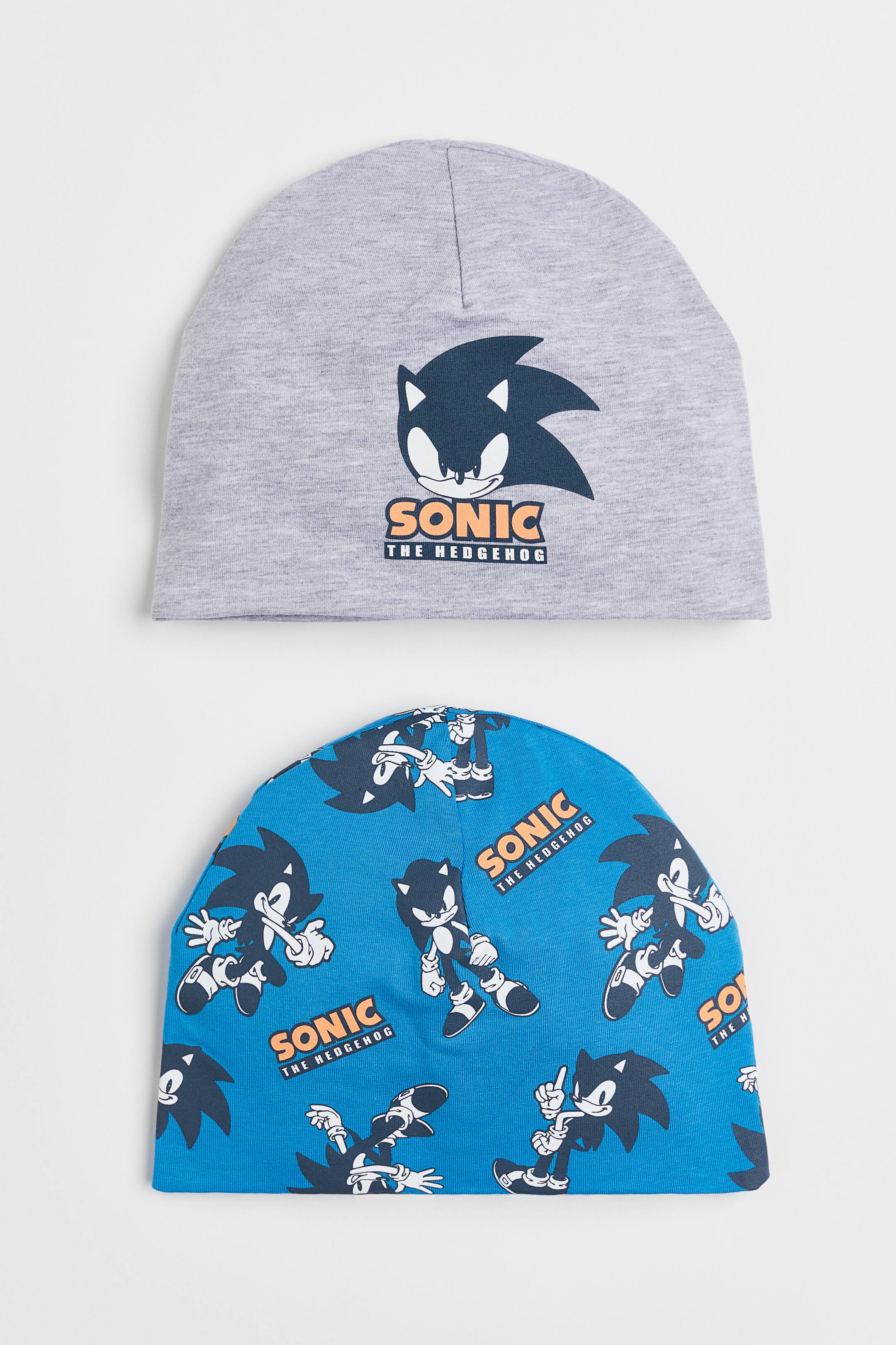Xem ảnh lớn hơn: Bộ 2 mũ jersey in hình - Xám nhạt/Sonic the Hedgehog - Kids | H&M VN 1