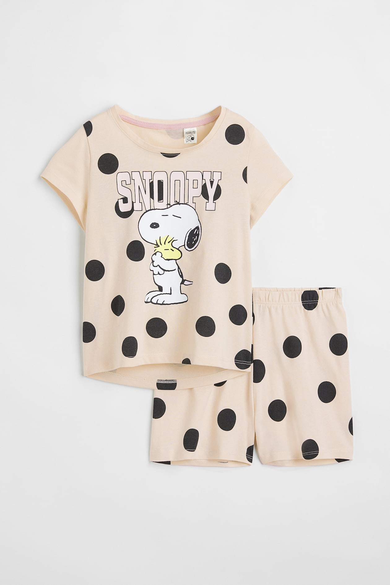 Jersey pyjamas - Round neck - Short sleeve - Light beige/Snoopy - Kids ...