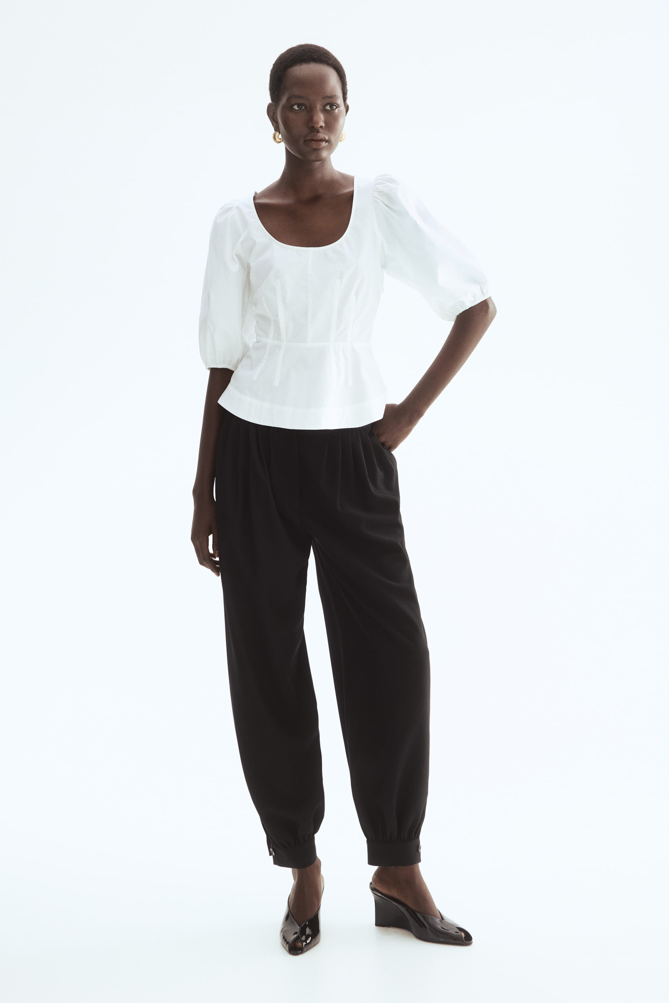 Blouse péplum en coton