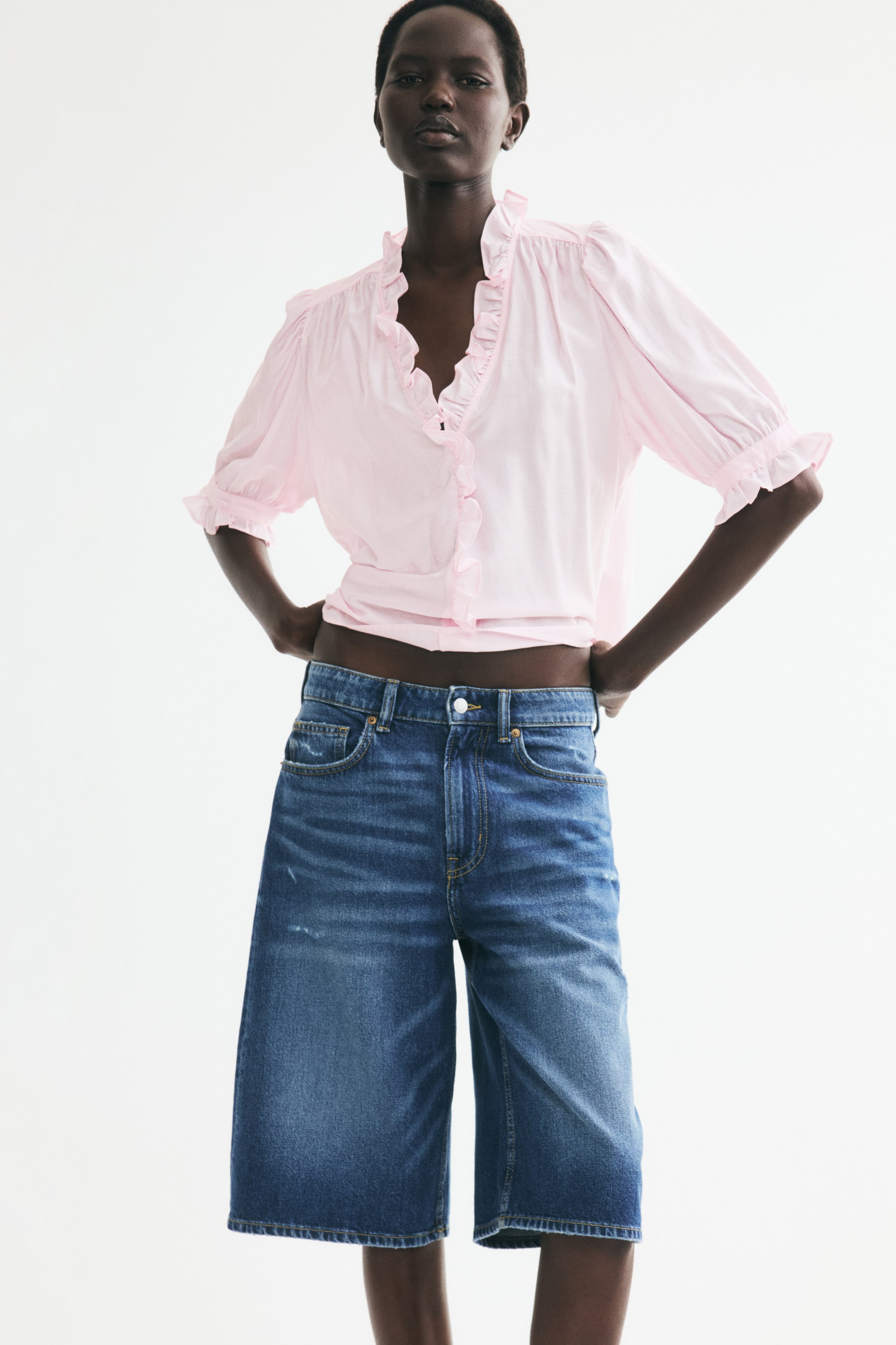 Ruffled Puff-Sleeved Blouse