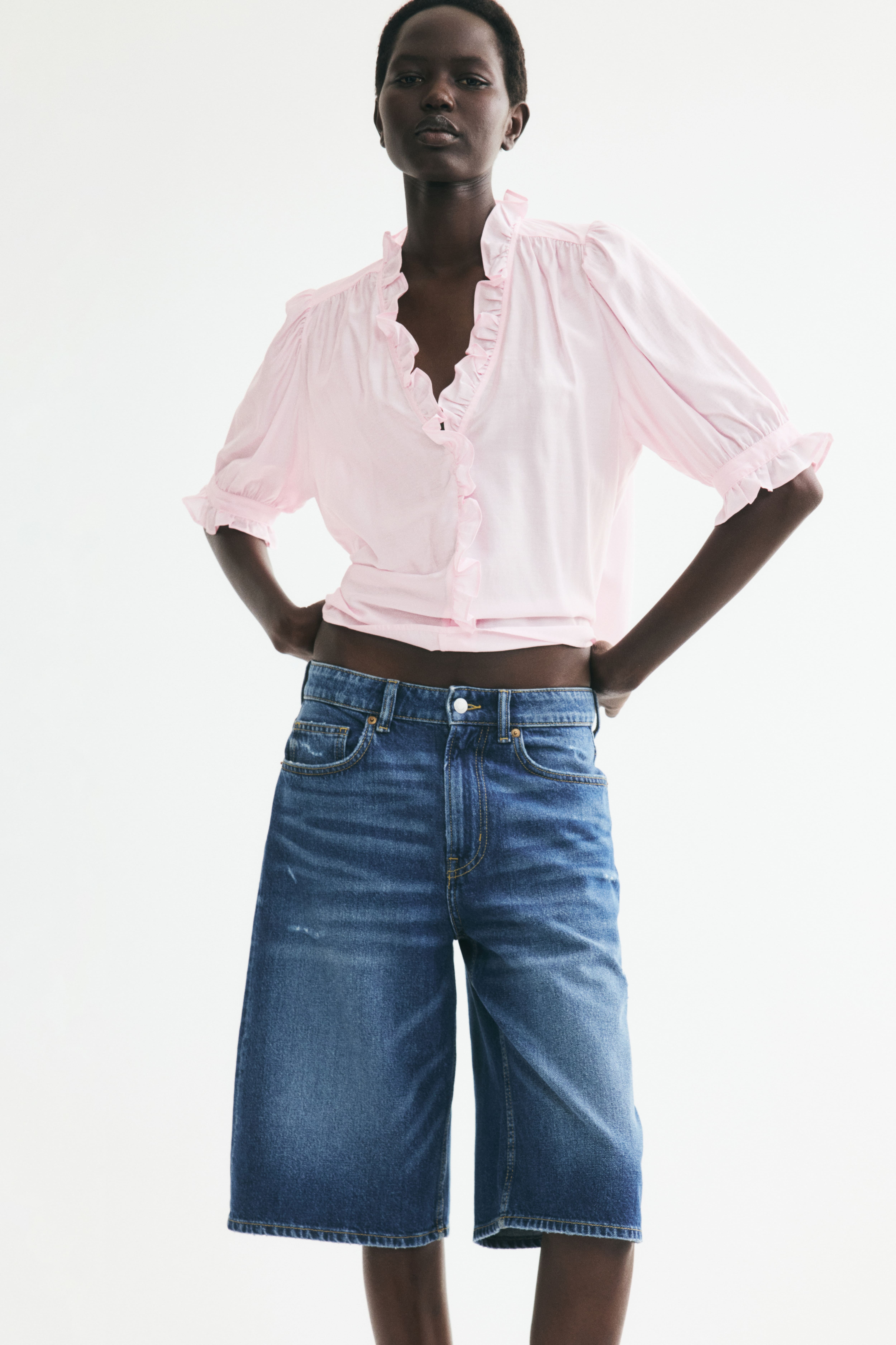 Ruffled Puff-Sleeved Blouse