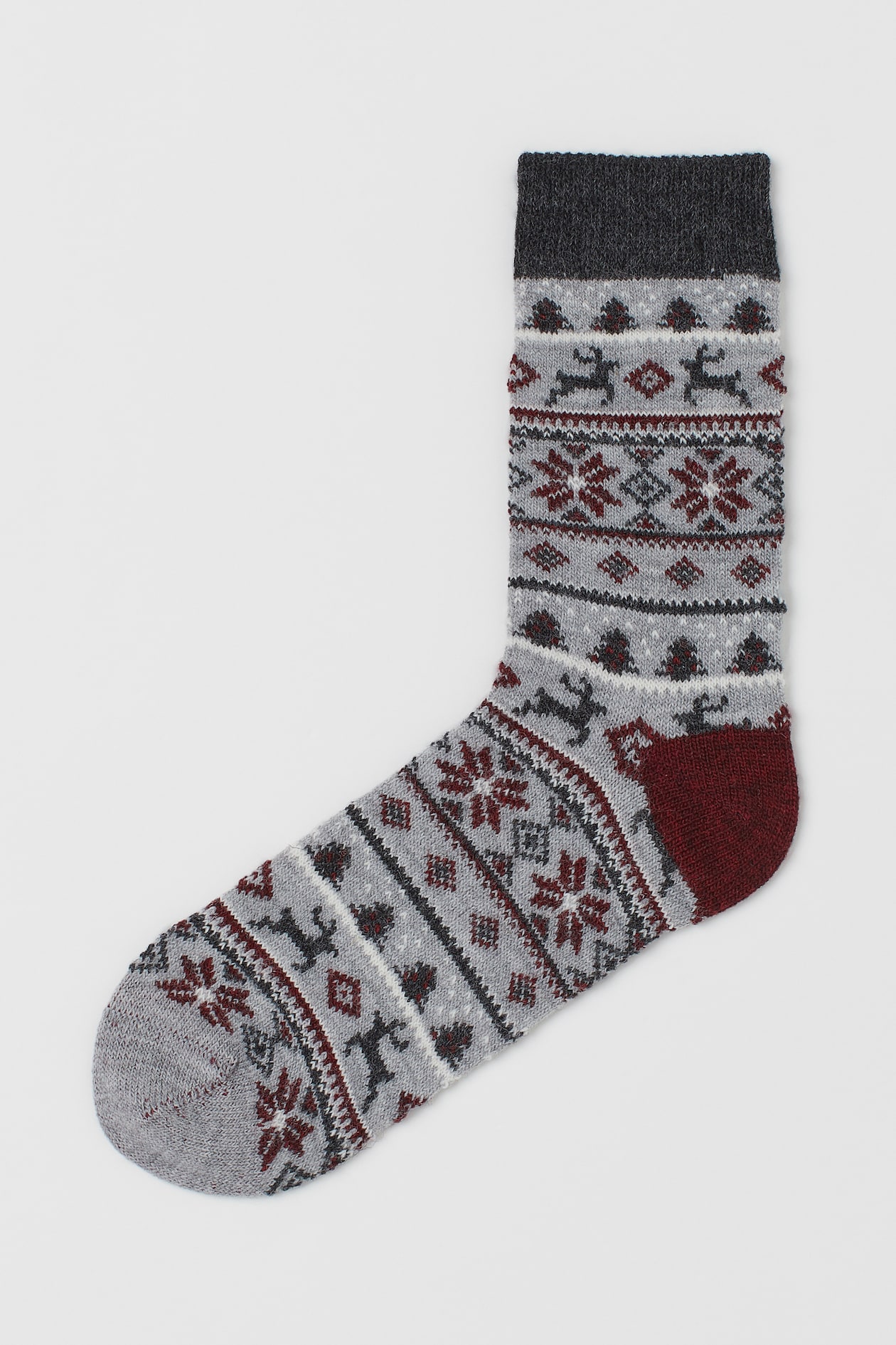 Patterned Socks - Gray melange/reindeer - Men | H&M US