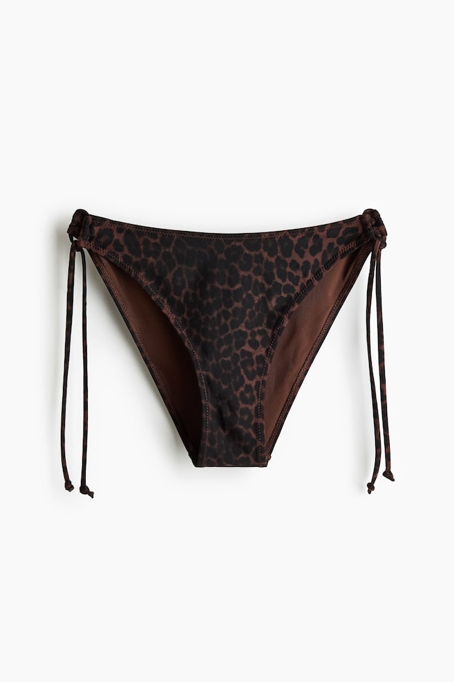 Cheeky Tie-Tanga Bikinihose - Dunkelbraun/Leopardenprint/Helltürkis - 1