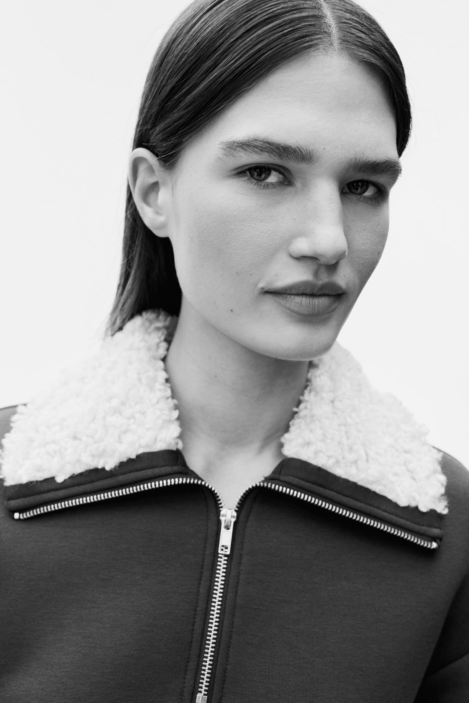 Sweatshirt i scuba med lynlås foroven - Mørkebrun - 3