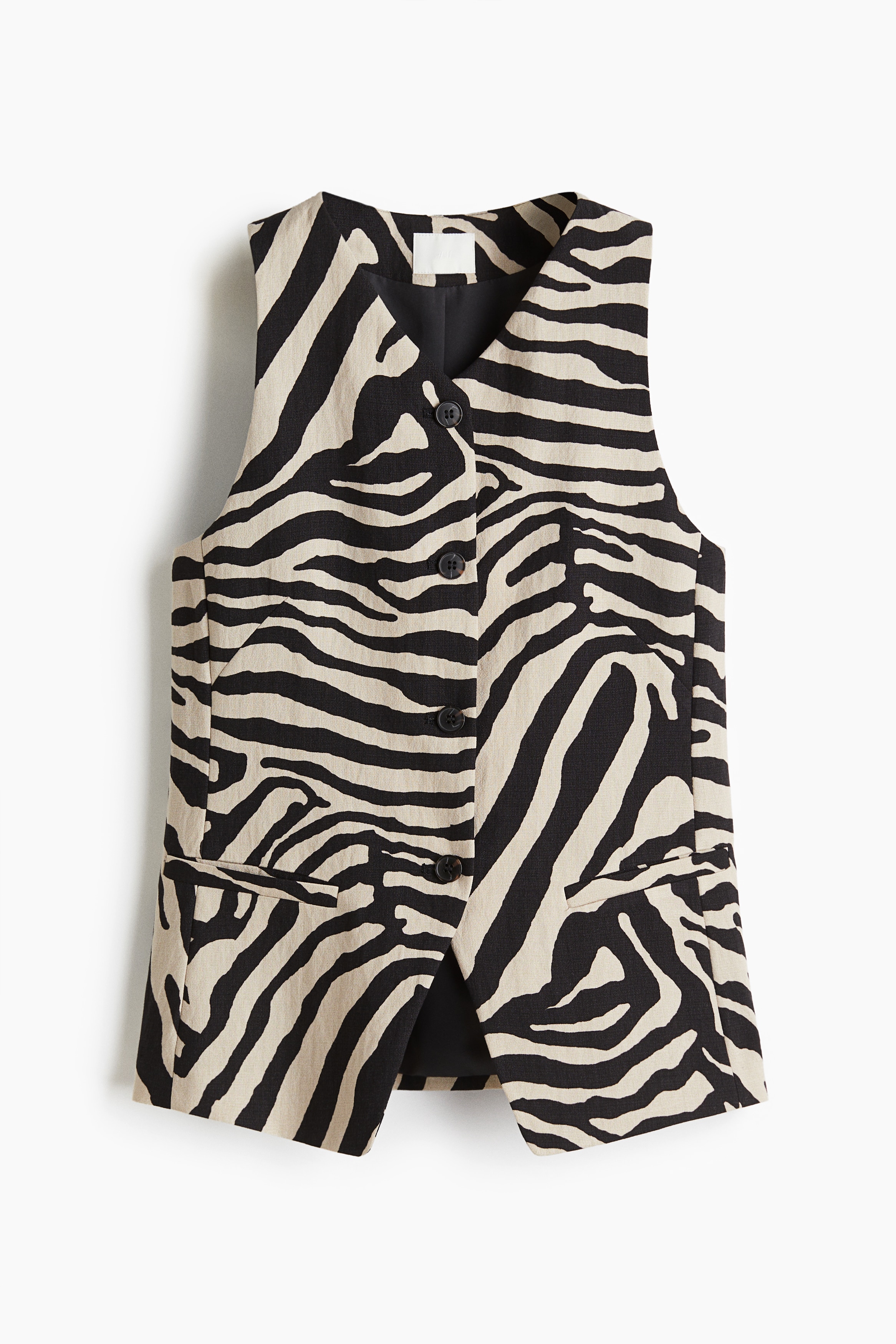 Pitkä liivi - Vaaleanbeige/Seeprapainatus/Musta/Tummanruskea