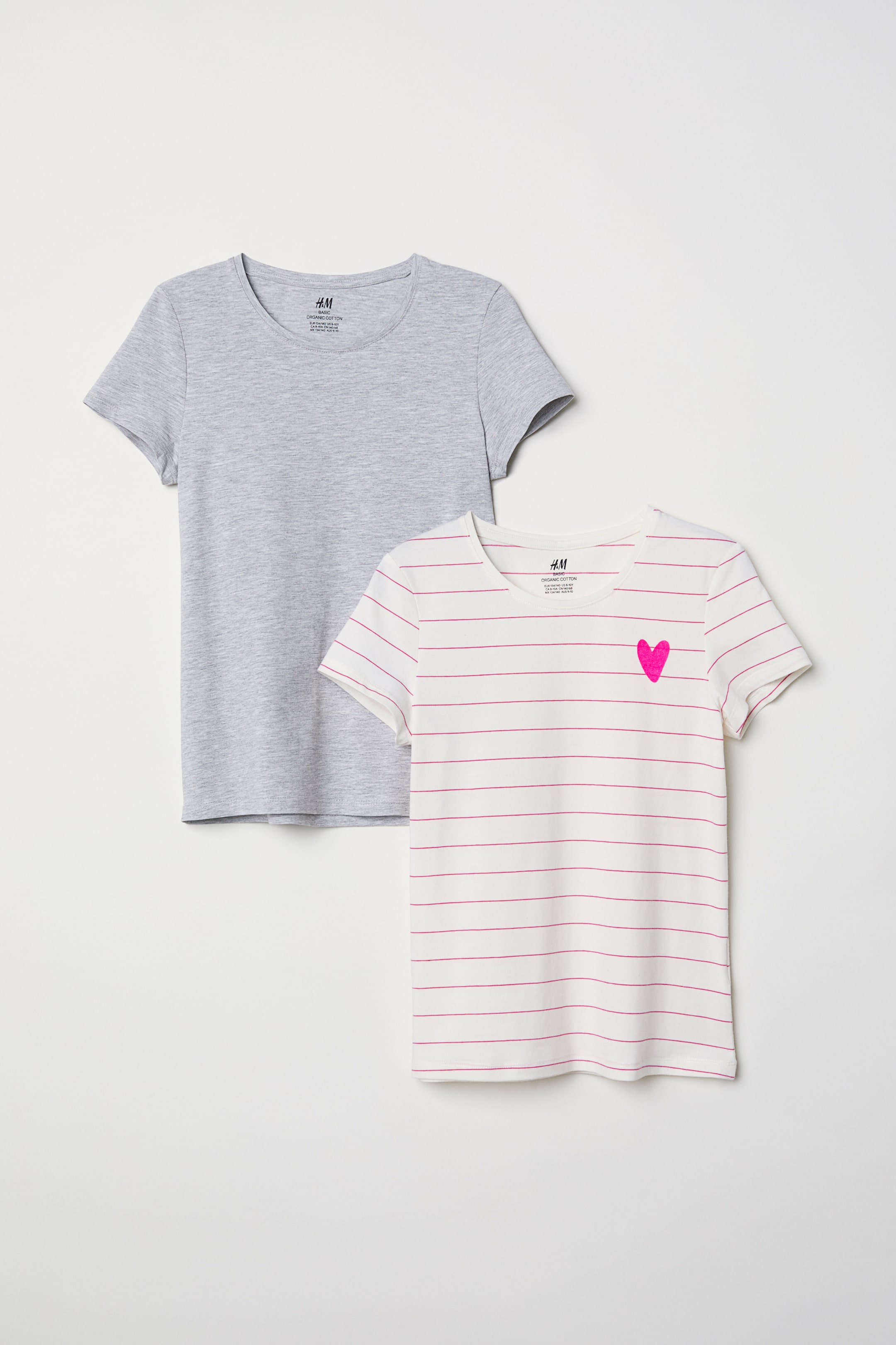 Agrandir l'image: T-shirts, lot de 2 - Blanc/gris chiné - ENFANT | H&M FR 1