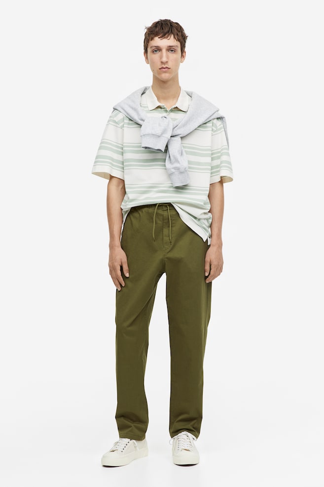 Relaxed Fit Twill pull-on trousers - Khaki green/Black/Light beige/Beige/dc - 1