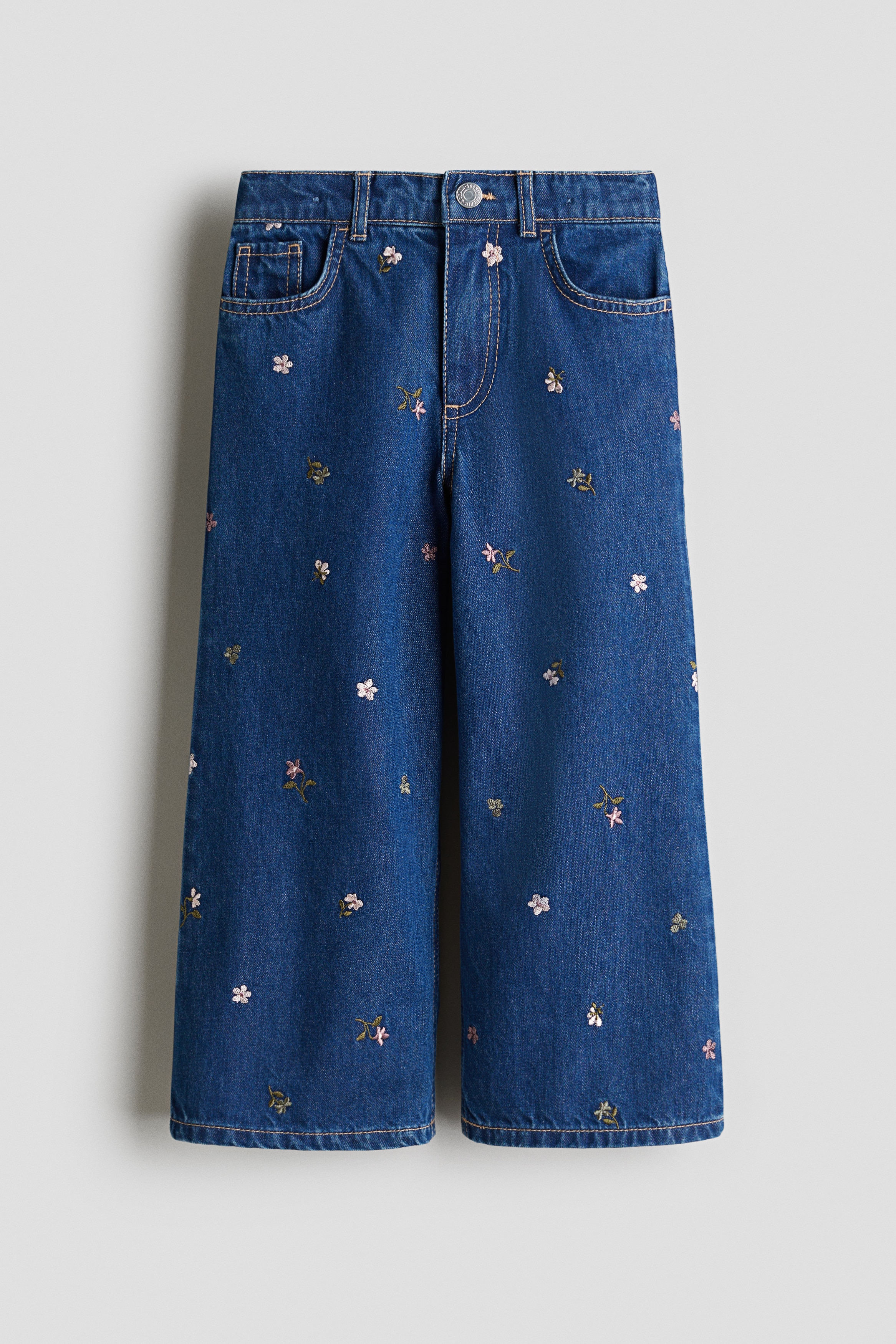 Kuvalliset Wide Leg -farkut - Deniminsininen/Kukkakuvio/Deniminsininen/Sydämet/Musta/Sydämet/Tumma deniminsininen/Sydämet