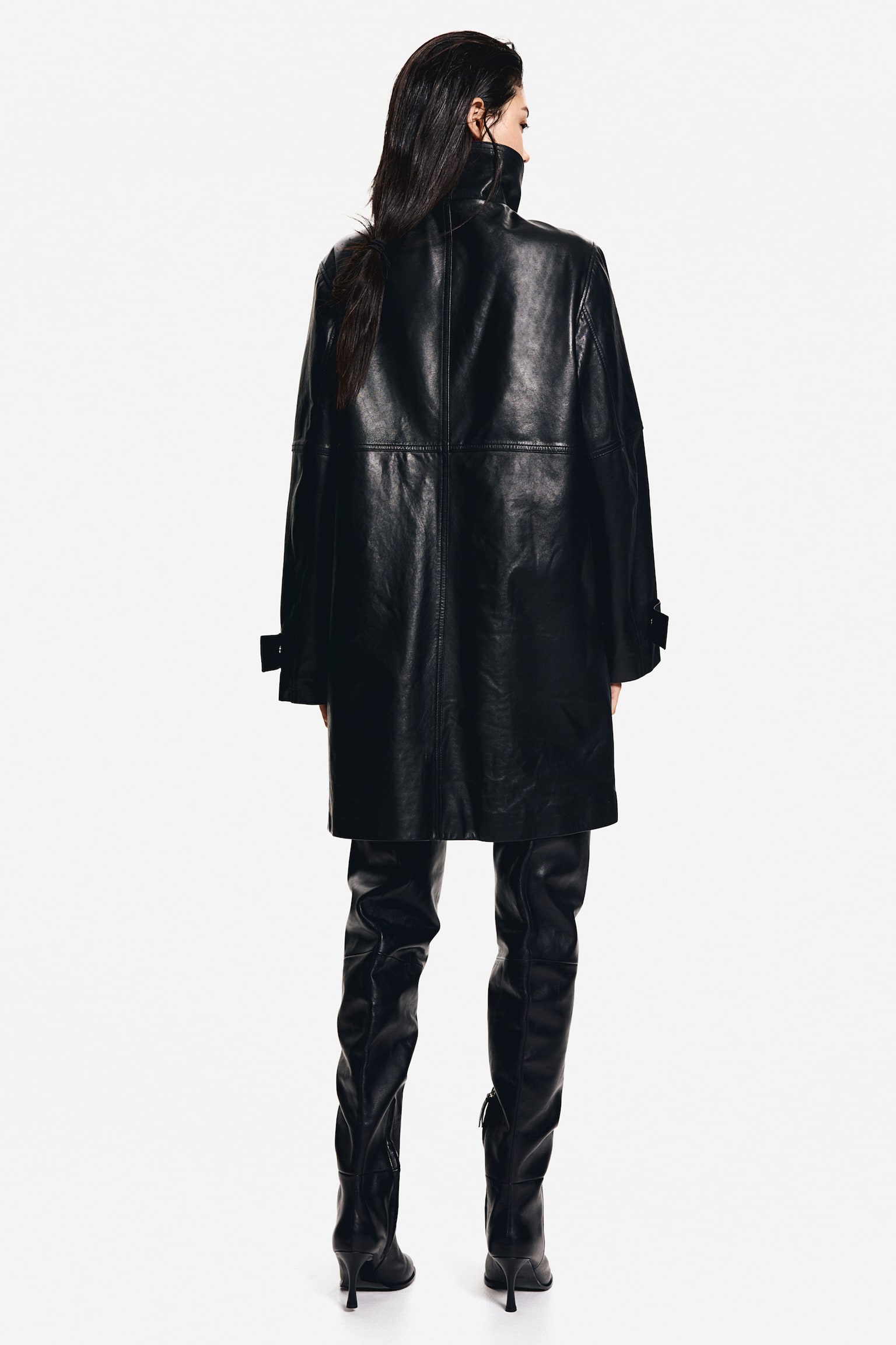 Leather coat - Black - 4