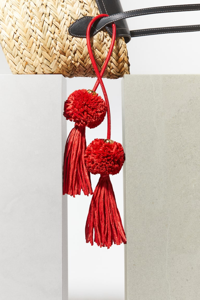 Décoration de sac avec gland en paille Rouge FEMME H&M BE