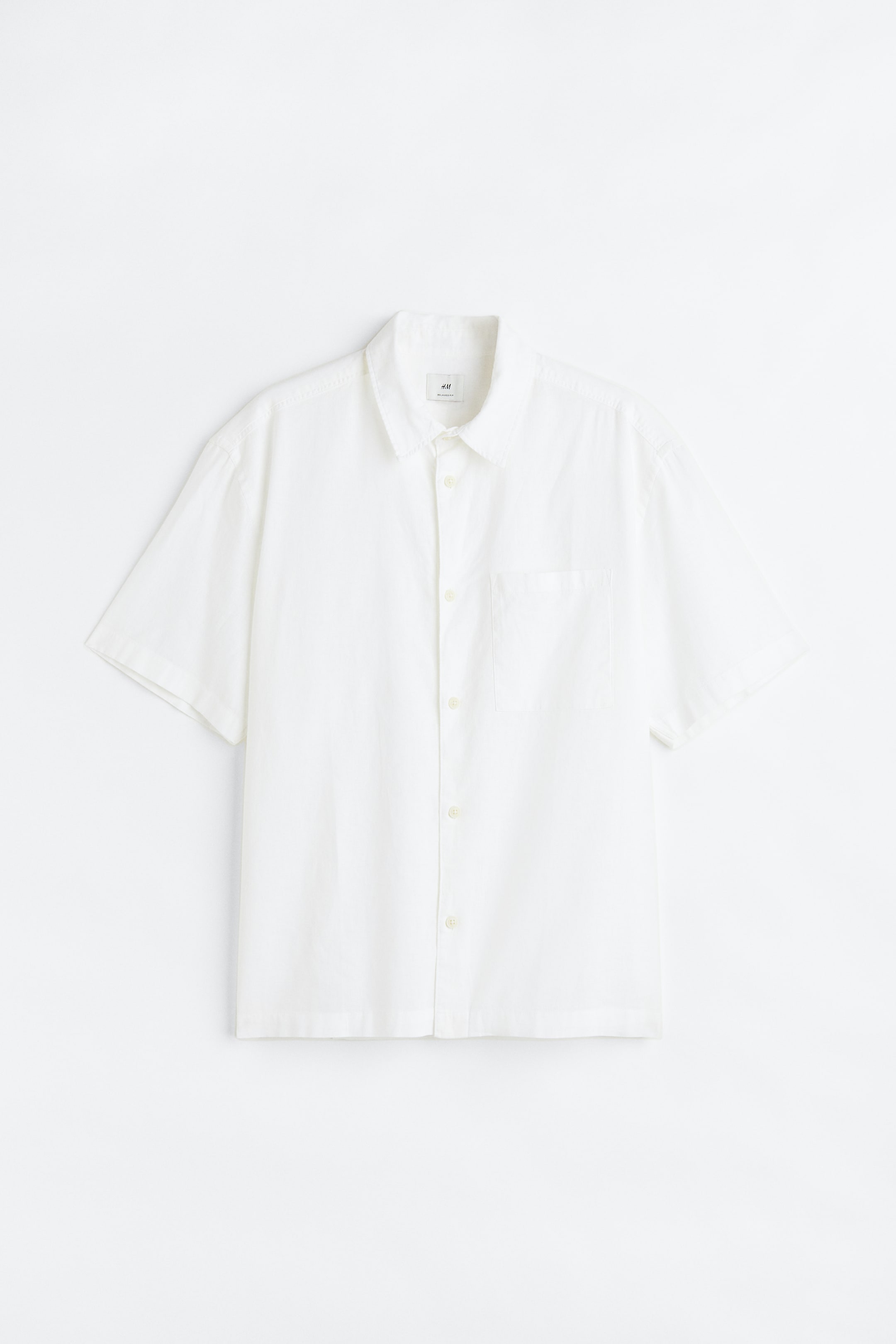 Xem ảnh lớn hơn: Áo sơ mi linen pha Relaxed Fit - Màu trắng - Men | H&M VN 1