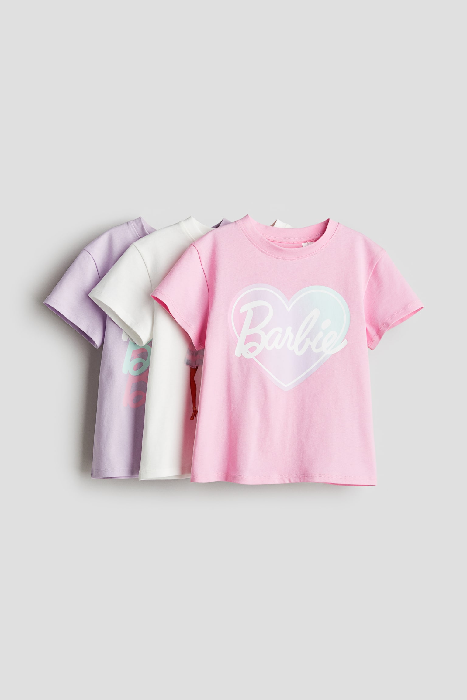 3-pack Print Jersey Tees - Light pink/Barbie/Light green/Gabby's Dollhouse/Dark grey/Squishmallows/Natural white/Minnie Mouse/Light blue/Frozen/White/Minnie Mouse/Light pink/Minnie Mouse/White/Frozen/White/SmileyWorld®/Light purple/Paw Patrol/Light pink/Minnie Mouse/Light purple/Paw Patrol/Light pink/Frozen/White/Frozen - 1