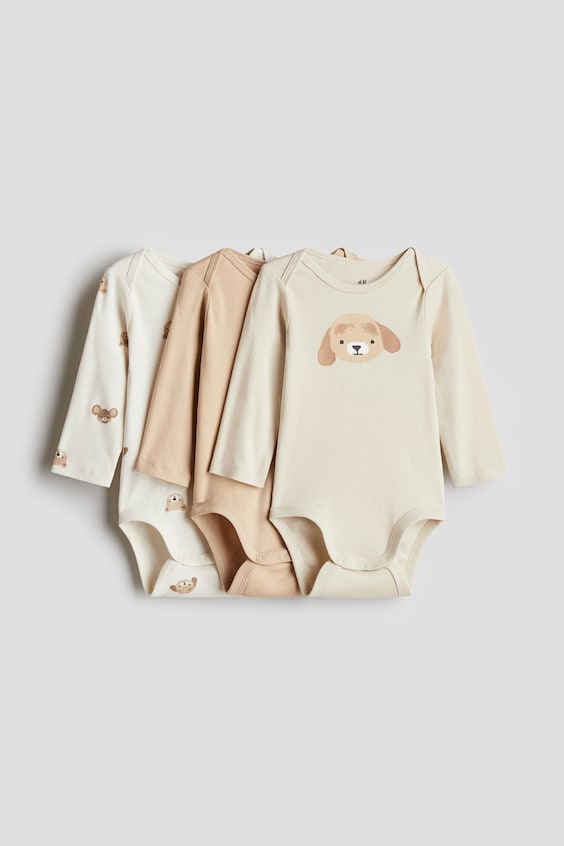 Детские боди H&M с принтом, комплект 3 шт