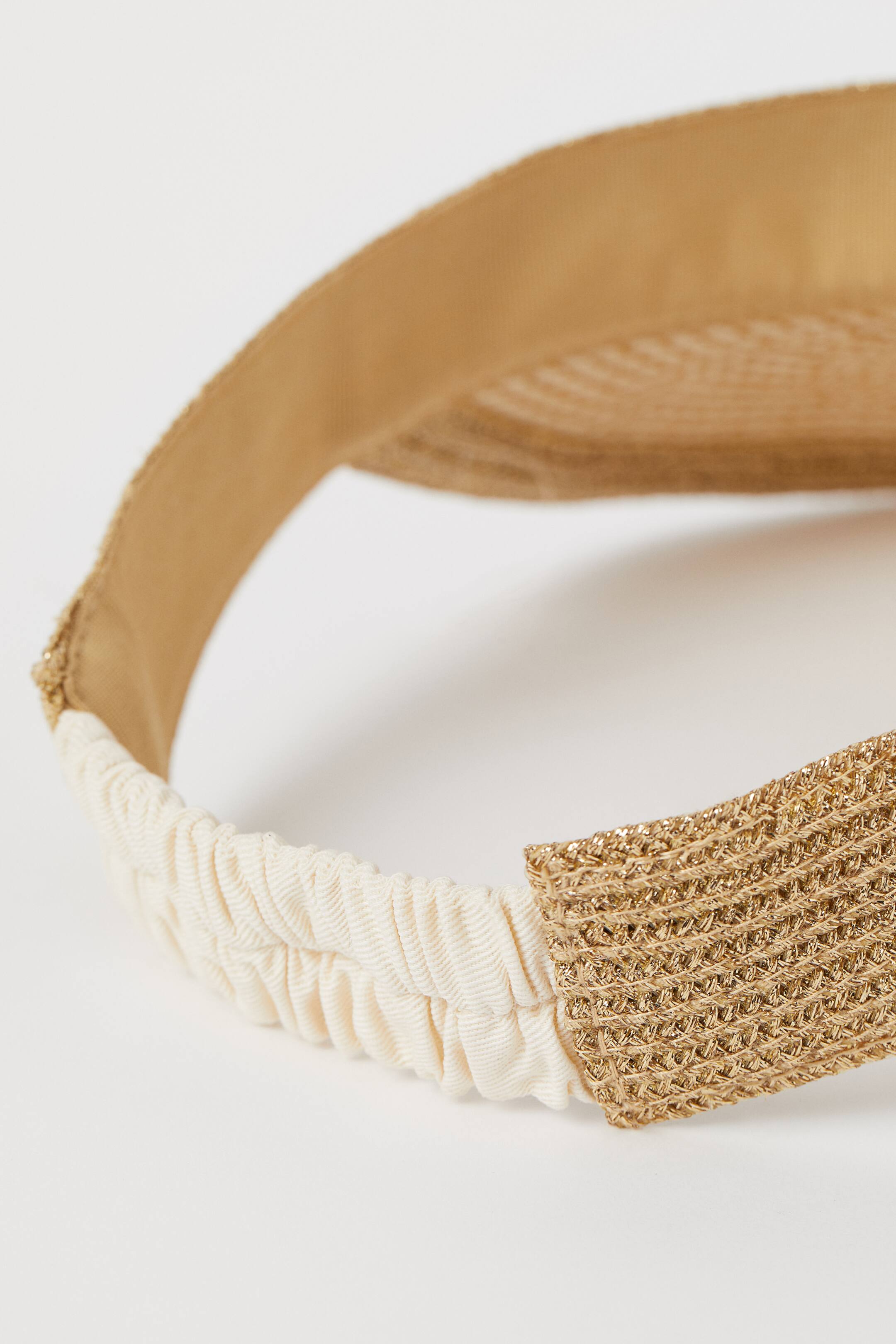 Braided straw sun visor Light beige/Goldcoloured Ladies H&M GB