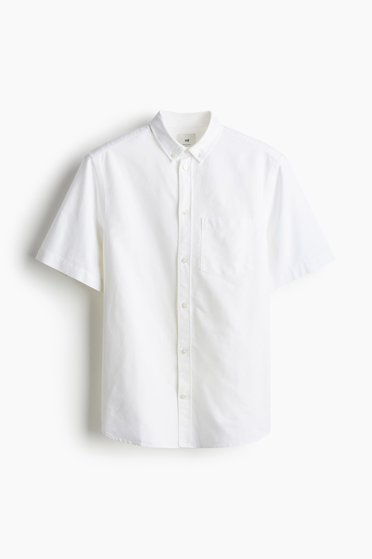 Regular Fit Short-sleeved Oxford shirt - White/Blue/Striped - 1