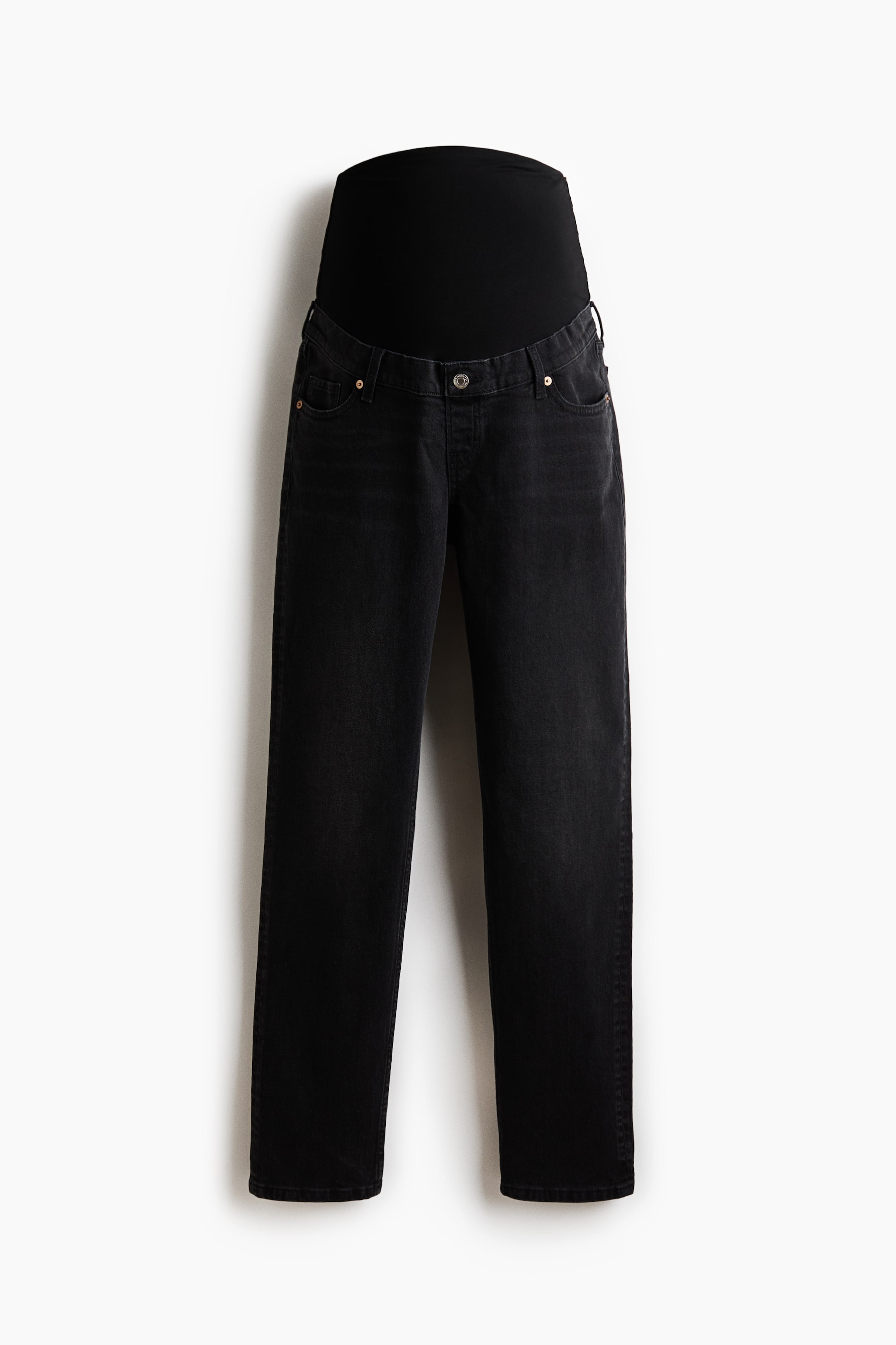 拡大画像を表示: MAMA Slim Straight High Jeans - ダークデニムグレー - レディース | H&M JP 1