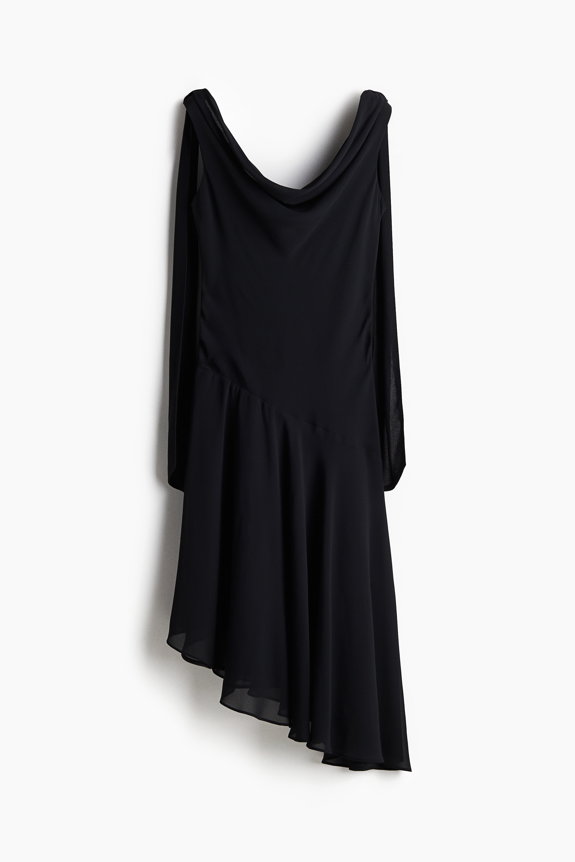 H & M - Kleid mit Wasserfall-Ausschnitt - Schwarz - Damen