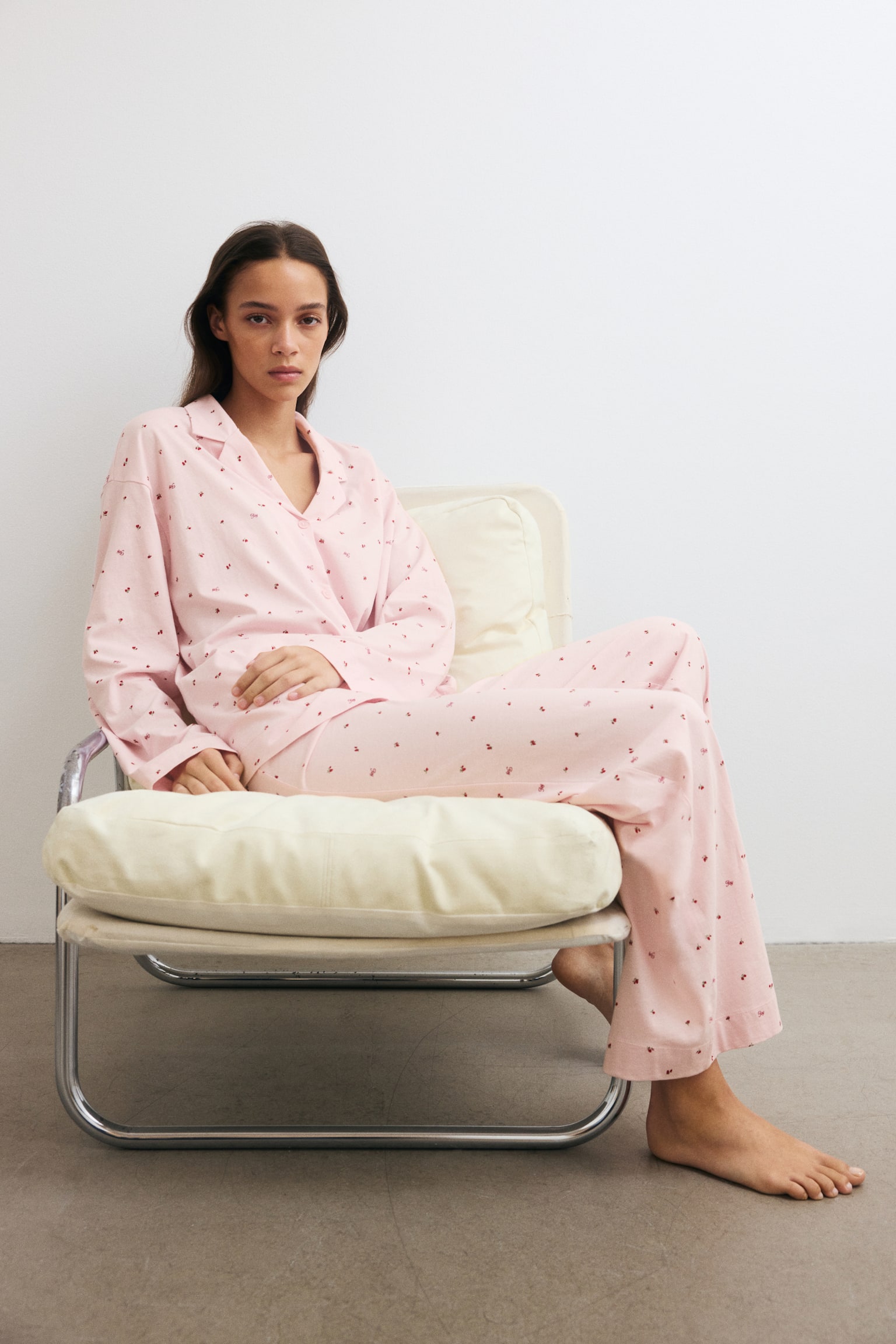 Пижама, хлопок, джерси — H&M, цвет: Розовый / С принтом — фото 4