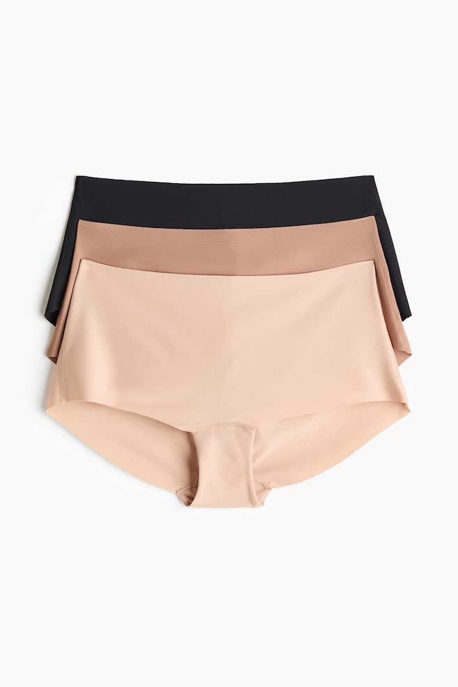3-pack invisible shortie briefs - Black/Dark beige/Light beige/Black - 1