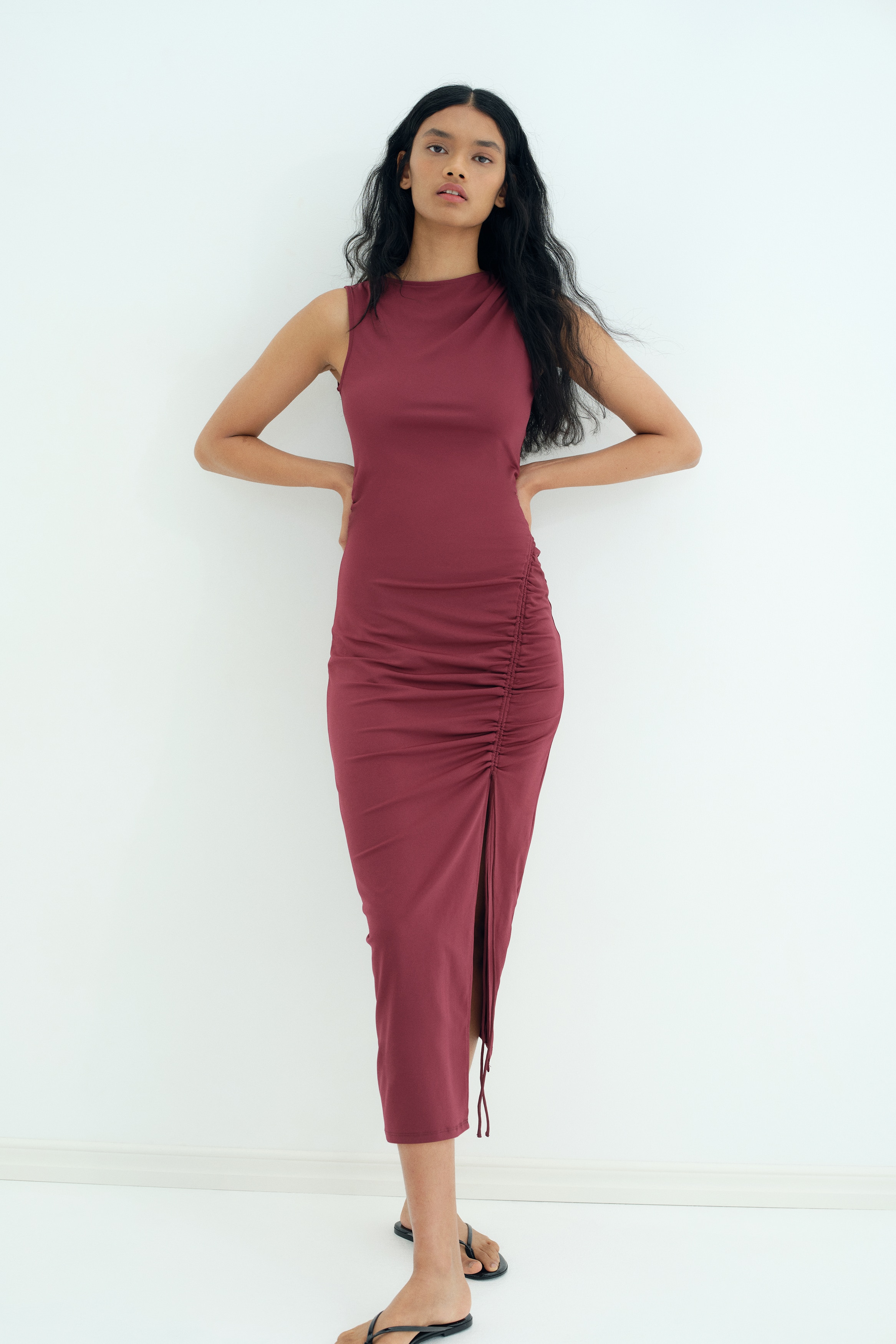 Drawstring-detail dress