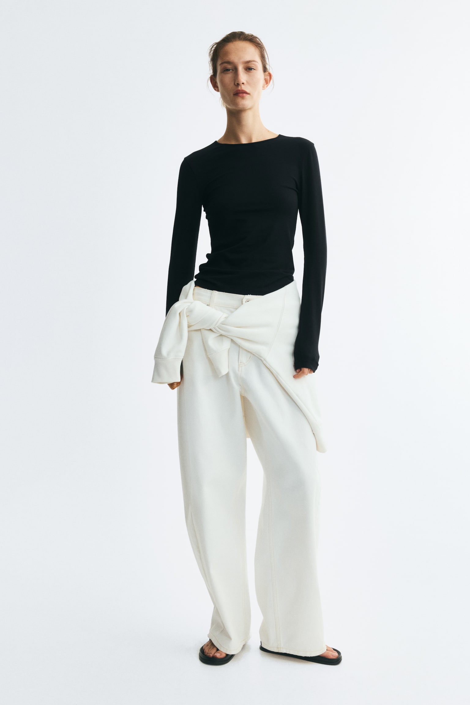 Женский топ H&M Supima® Cotton Top, цвет: Чёрный — фото 3