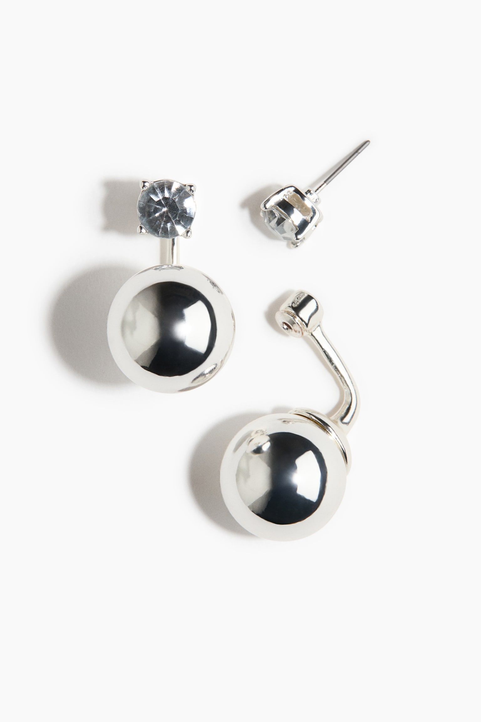 Sphere-detail front and back earrings - Silver-coloured/Gold-coloured/White - 2