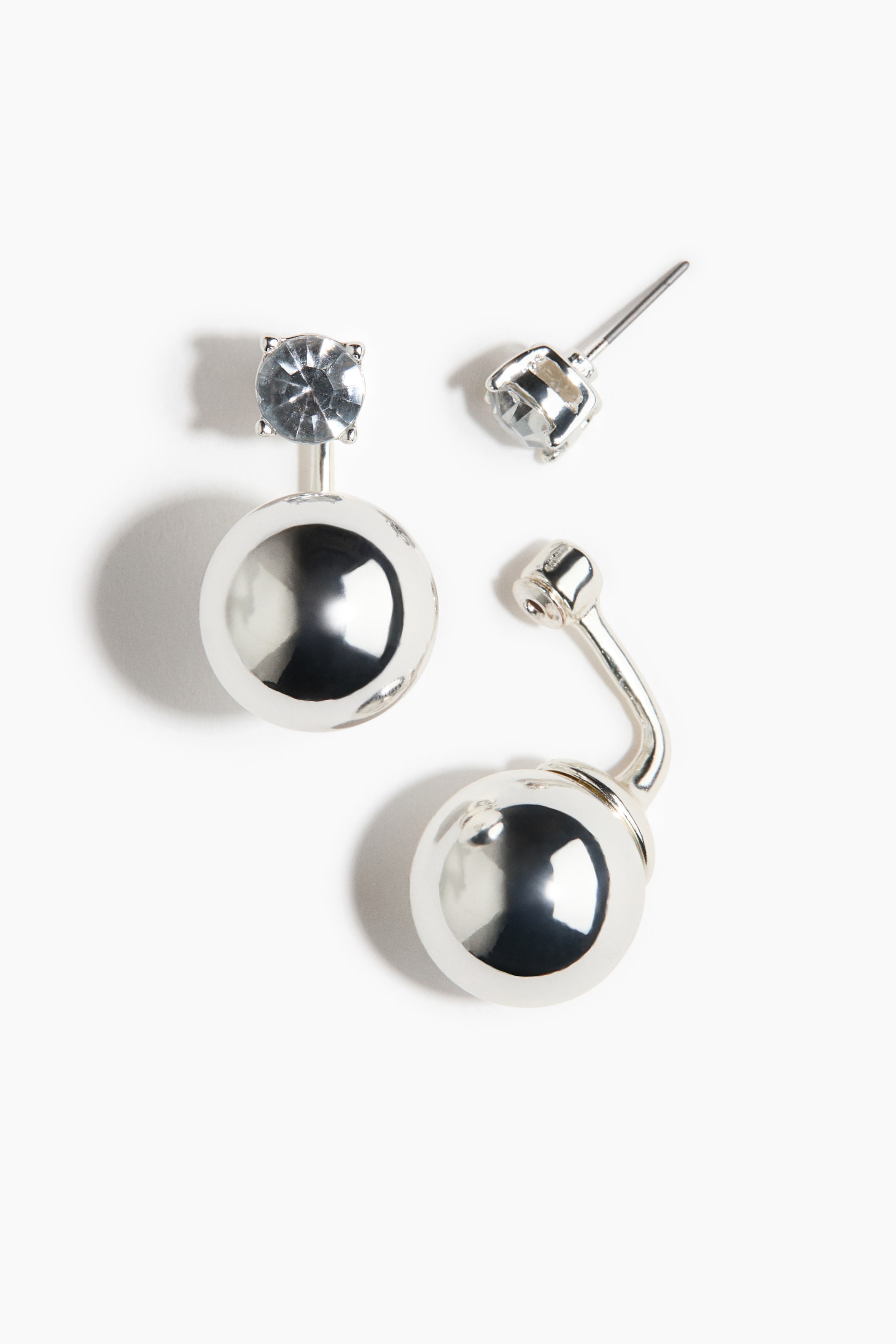 View larger image: Sphere-detail front and back earrings - Silver-colored - Ladies | H&M CA 2