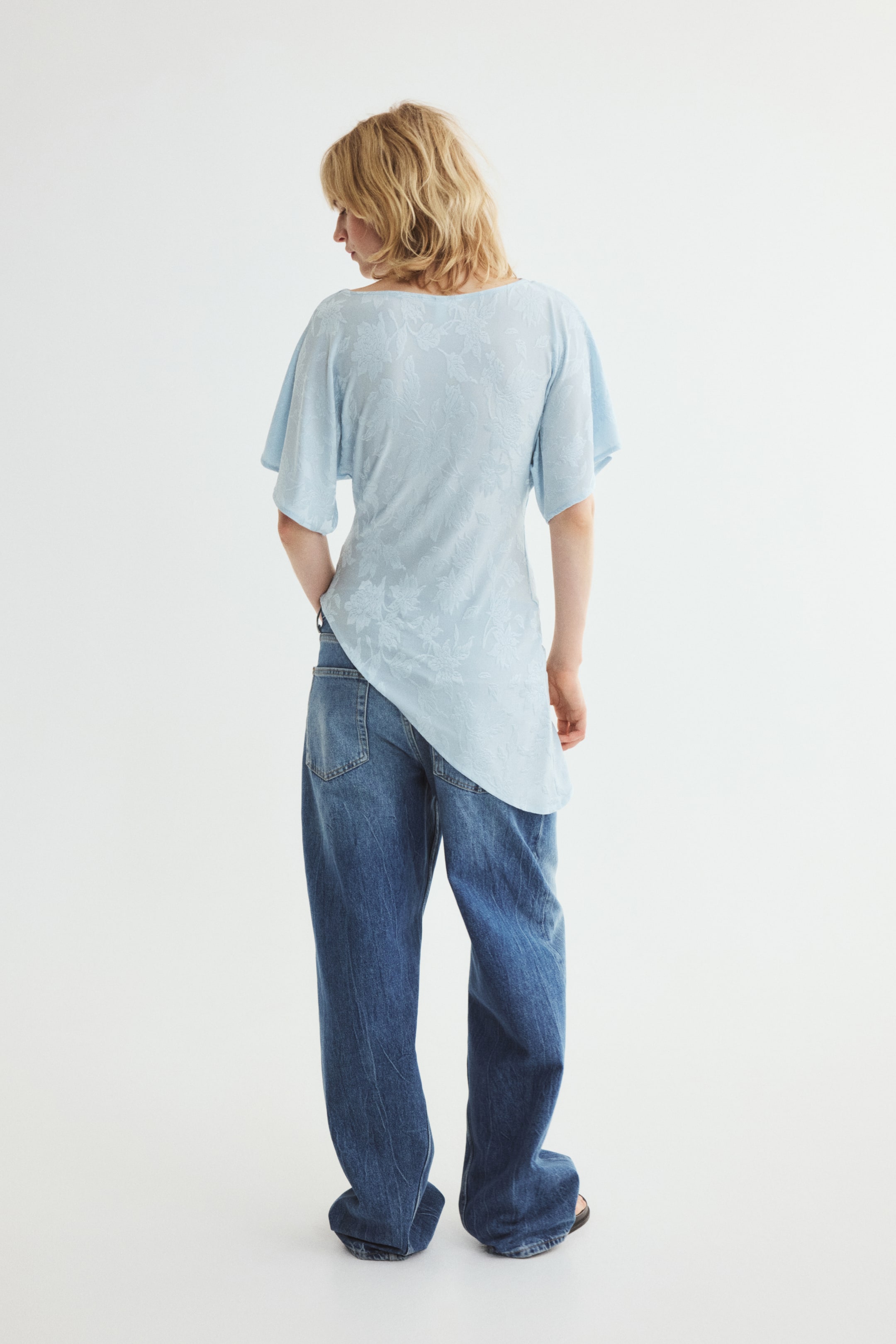 Asymmetric Jacquard-Jersey Top