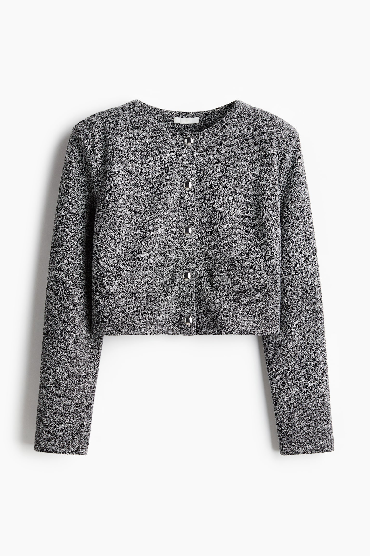 Женский кардиган H&M Shoulder-Pad, цвет: Чёрный меланжевый
