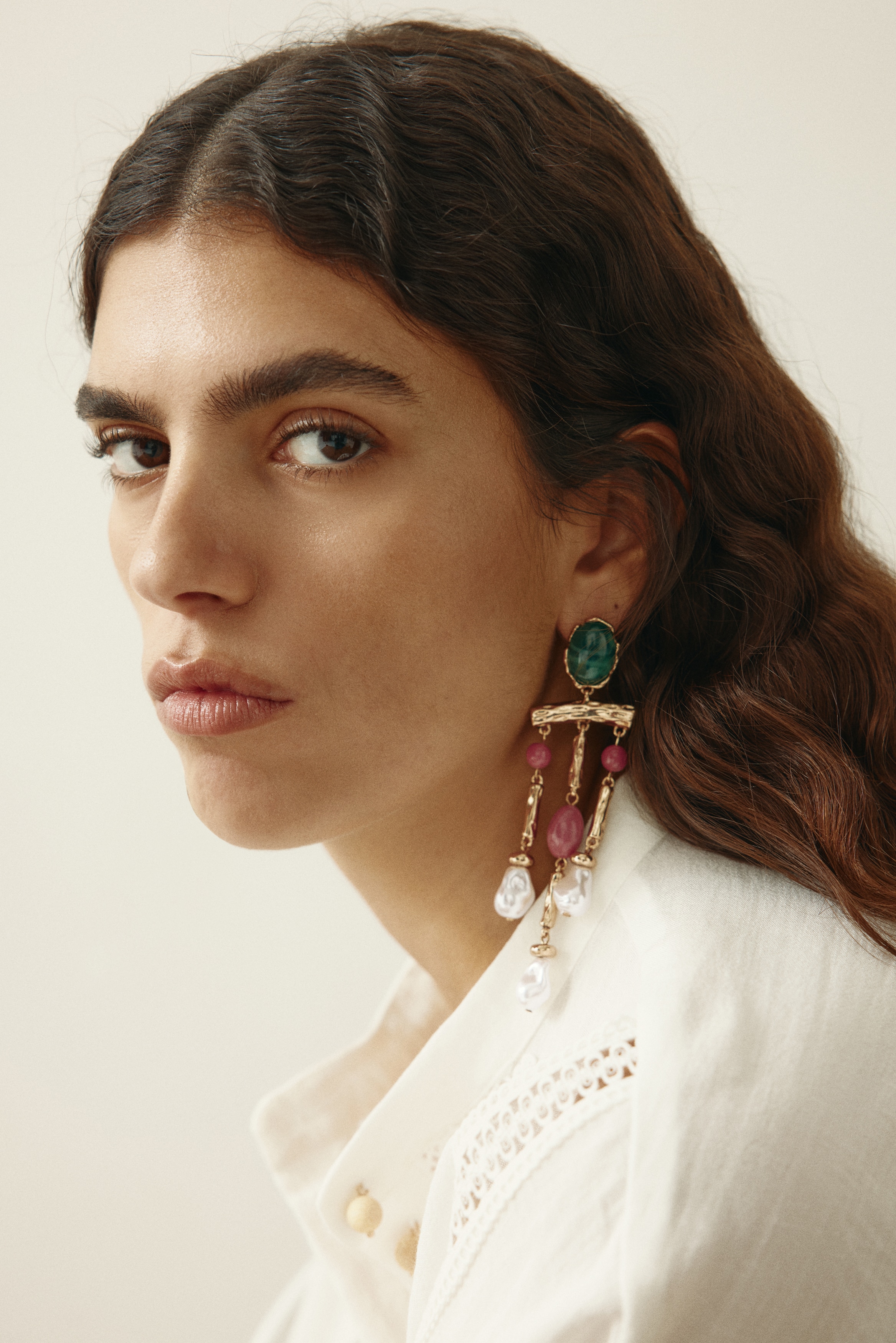 Κρεμαστά σκουλαρίκια - Χρυσαφί/πράσινο